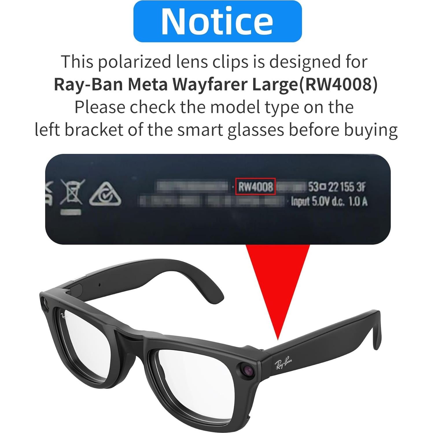 Clip Polarizado RCstyle para Ray-Ban Meta Wayfarer L