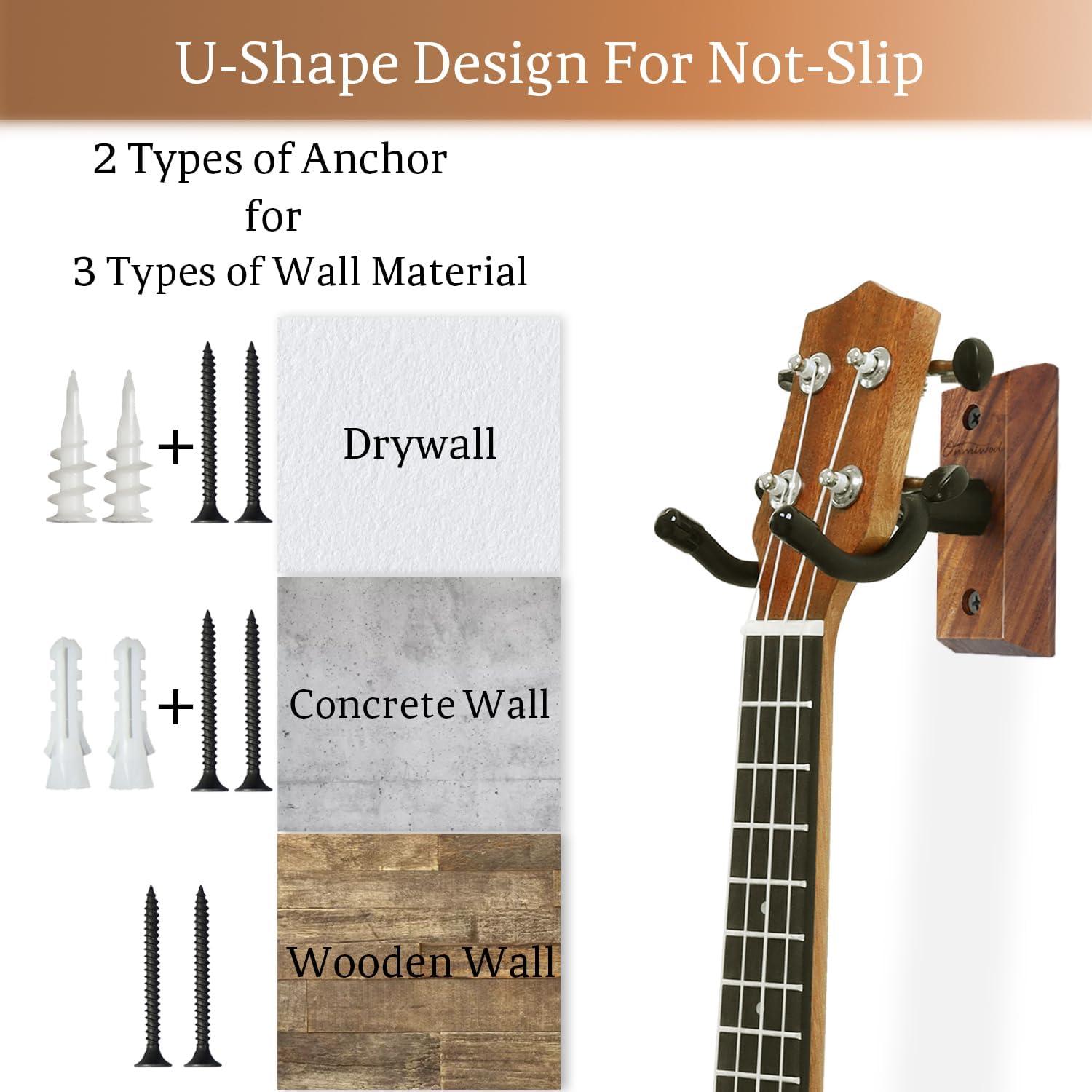 Soporte de Pared para Ukulele Onmiwod de Madera de Nogal Negro