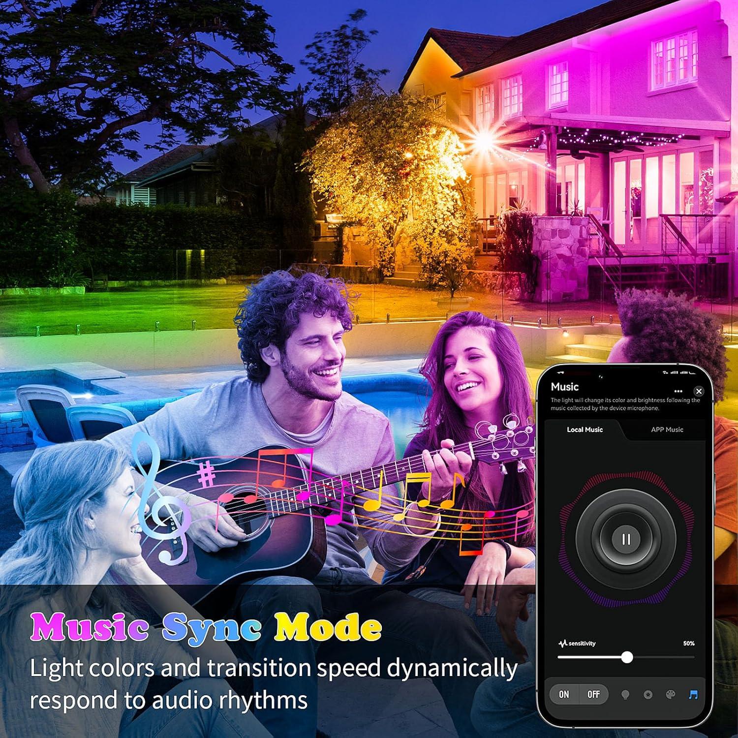 Luces de tira LED exteriores KSIPZE 5.03m IP68 RGB con Bluetooth
