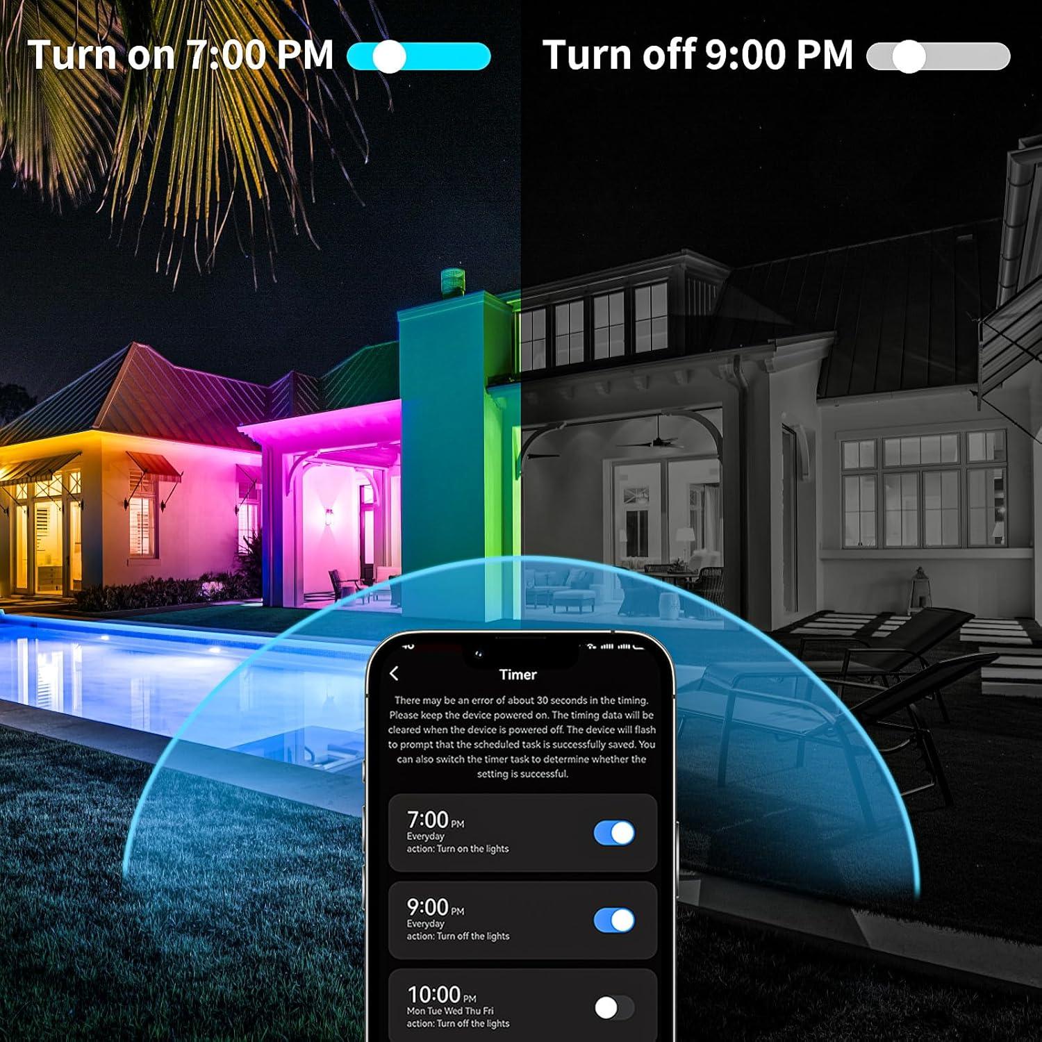 Luces de tira LED exteriores KSIPZE 5.03m IP68 RGB con Bluetooth