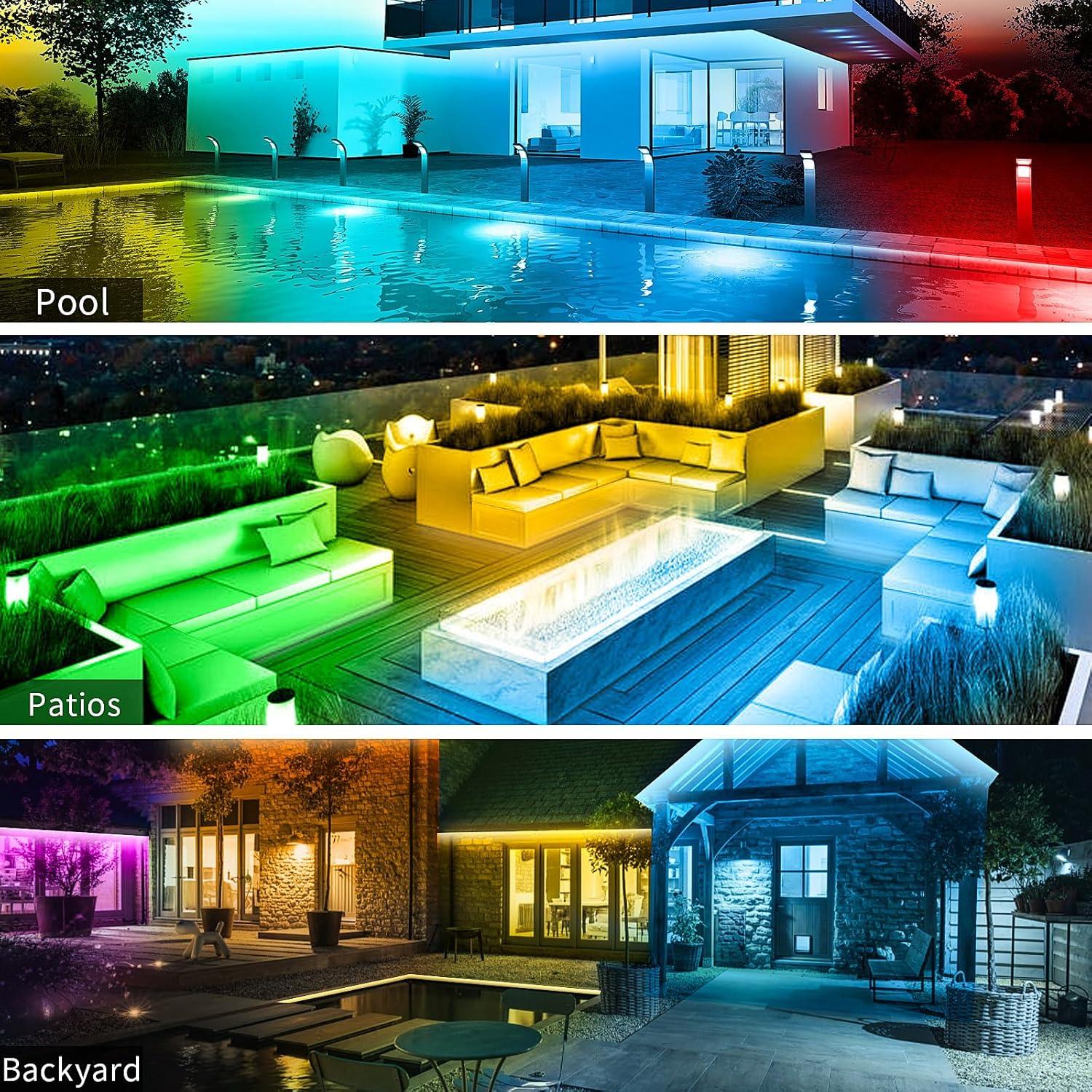 Luces de tira LED exteriores KSIPZE 5.03m IP68 RGB con Bluetooth