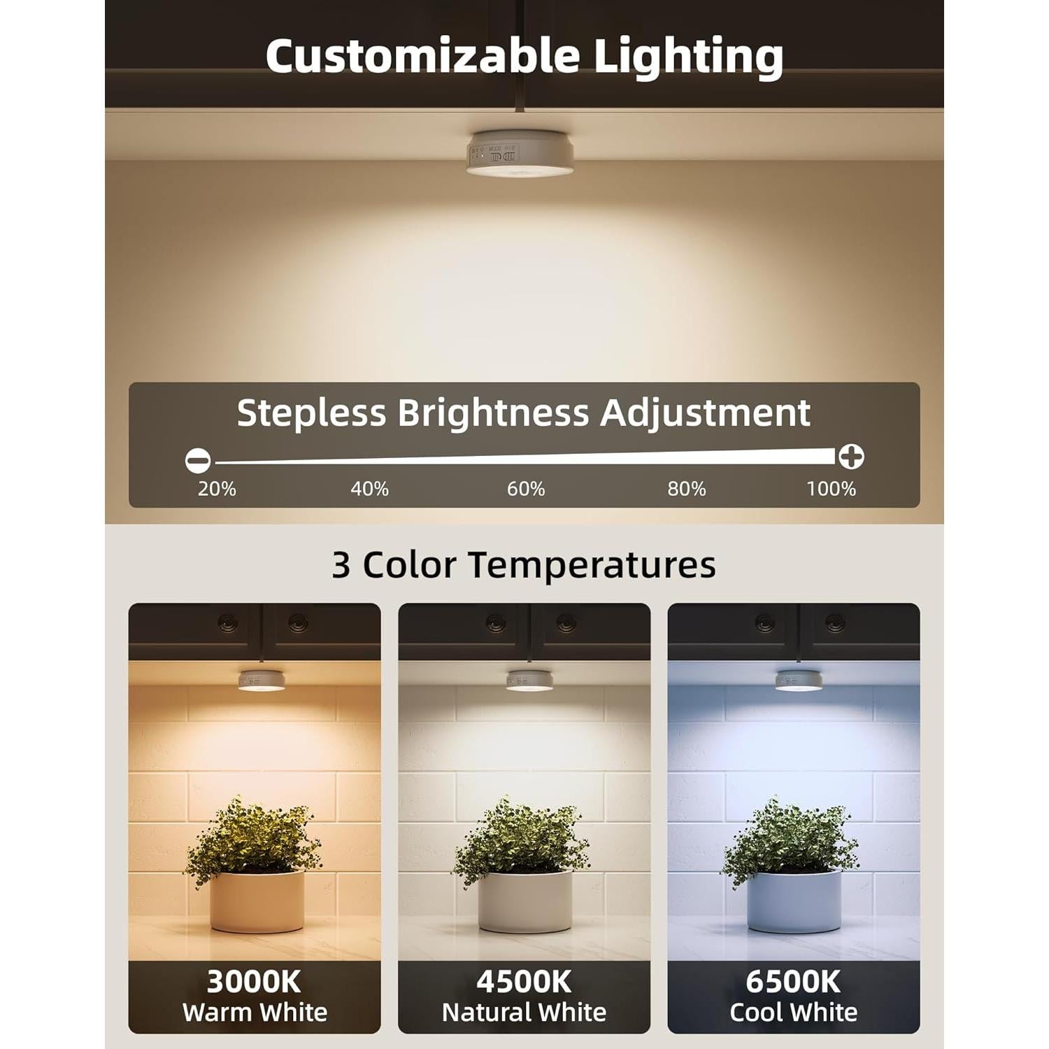 EZVALO Paquete de 4 Luces LED Puck con Sensor de Movimiento