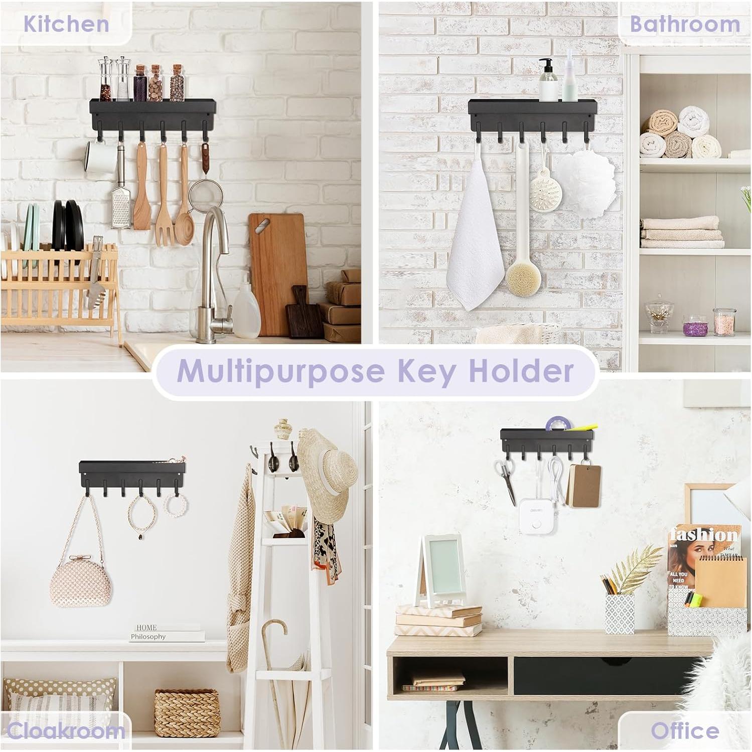 Soporte de Llaves VIS'V Montaje en Pared Negro 6 Ganchos