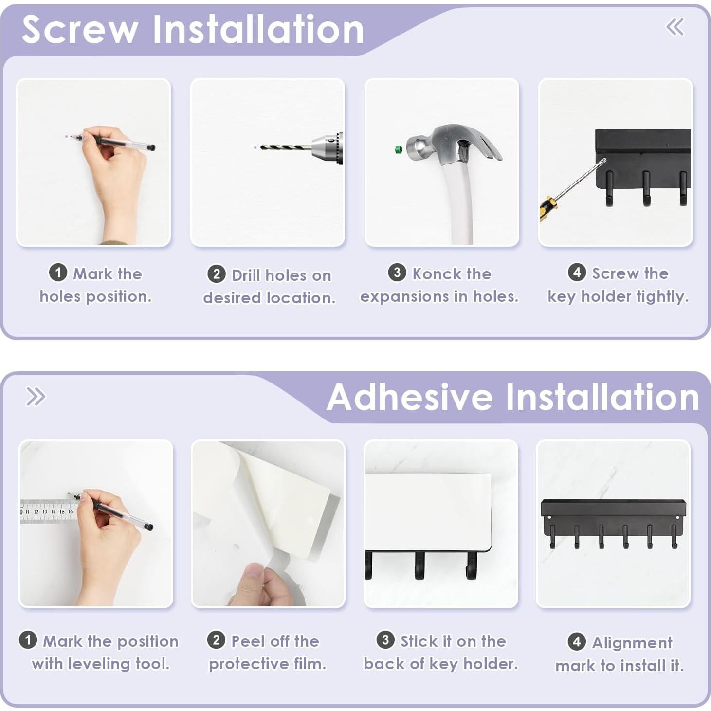 Soporte de Llaves VIS'V Montaje en Pared Negro 6 Ganchos