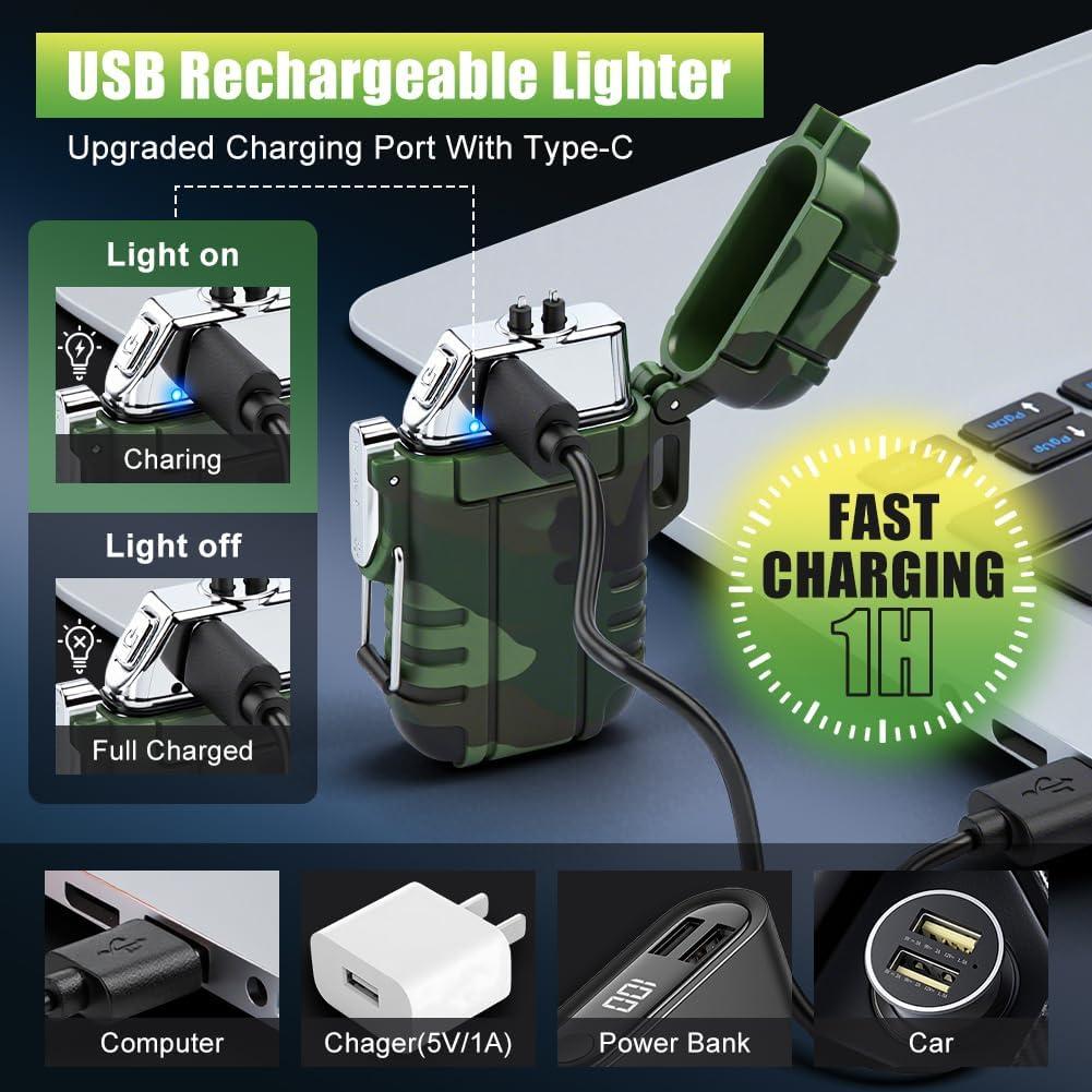 Encendedor Eléctrico LcFun Recargable USB C Impermeable Camuflaje