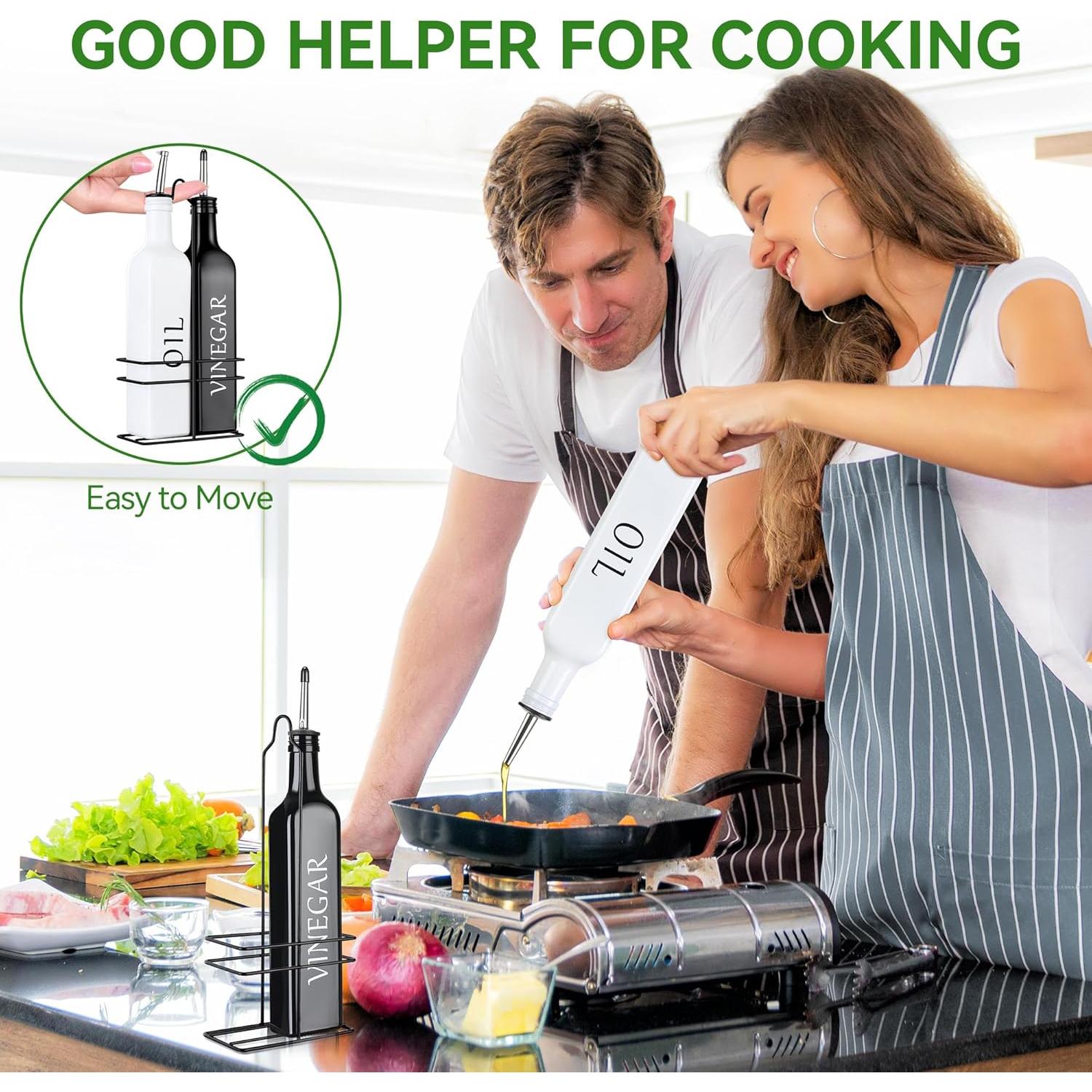 Juego de dispensadores de aceite y vinagre Vakoo 500ml vidrio