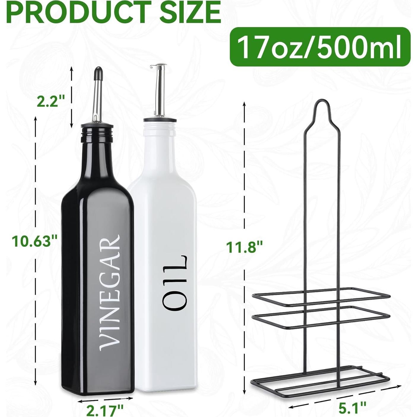 Juego de dispensadores de aceite y vinagre Vakoo 500ml vidrio