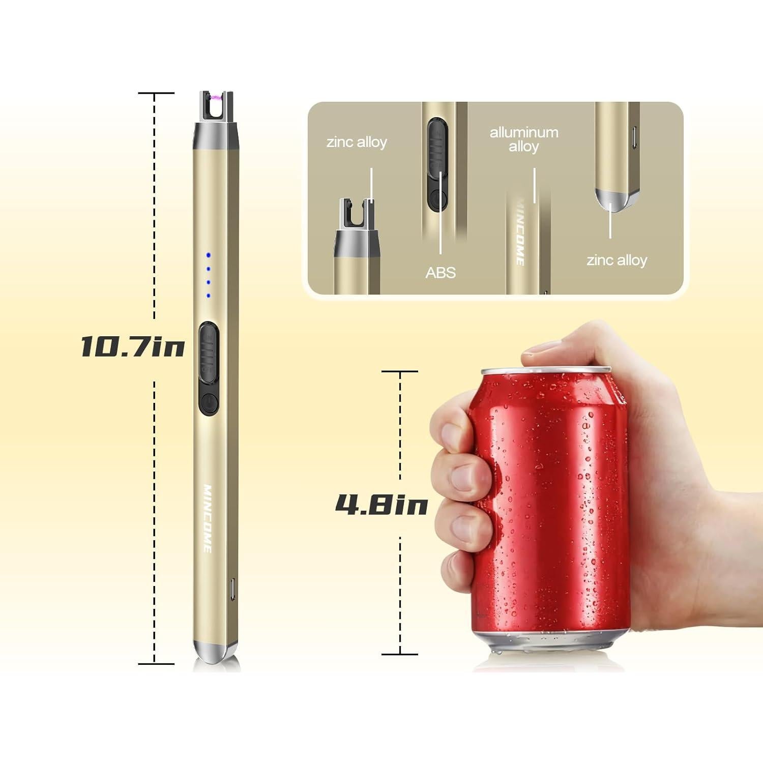 Encendedor Eléctrico Recargable MINCOME Oro 20.57 cm