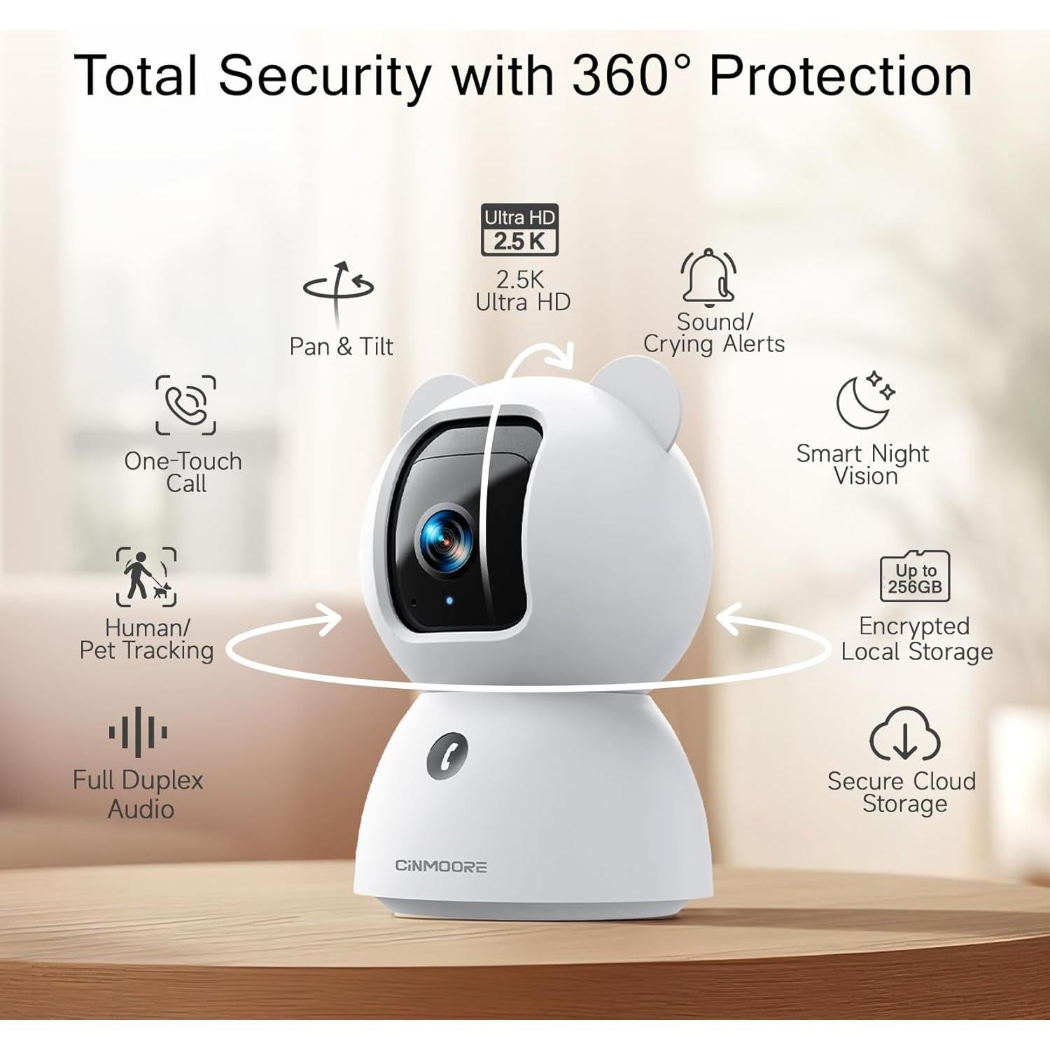 Cámara de Seguridad Interior CINMOORE C2LU 2.5K con AI