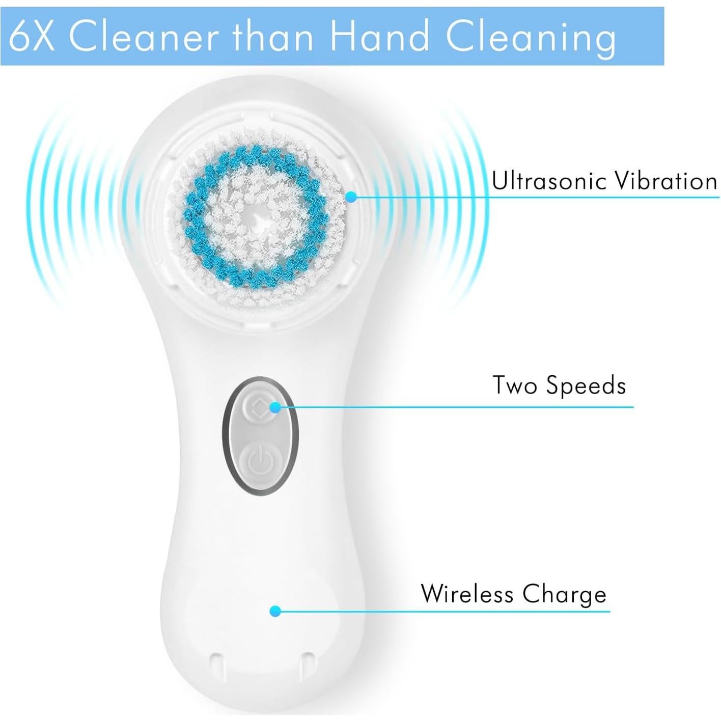 Cepillo Facial Limpiador Eléctrico Microtree T3 Blanco, 2 Velocidades