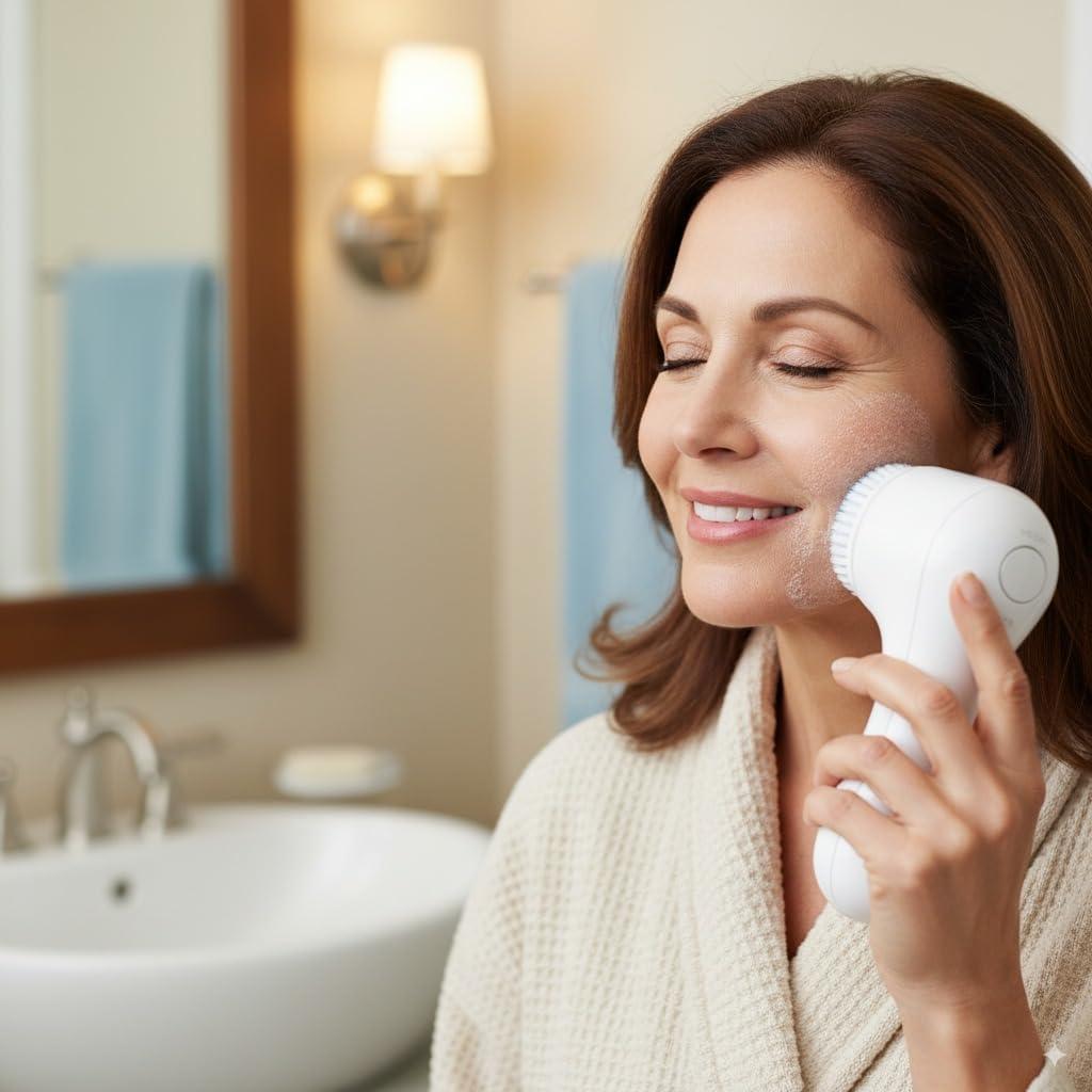 Cepillo Facial Limpiador Eléctrico Microtree T3 Blanco, 2 Velocidades