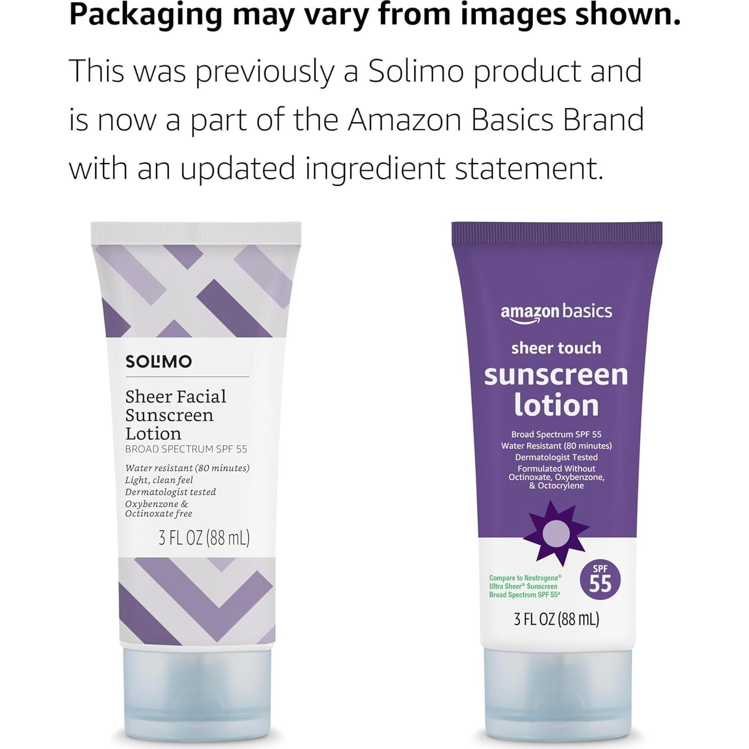 Protector Solar Facial Amazon Basics SPF 55 Resistente al Agua