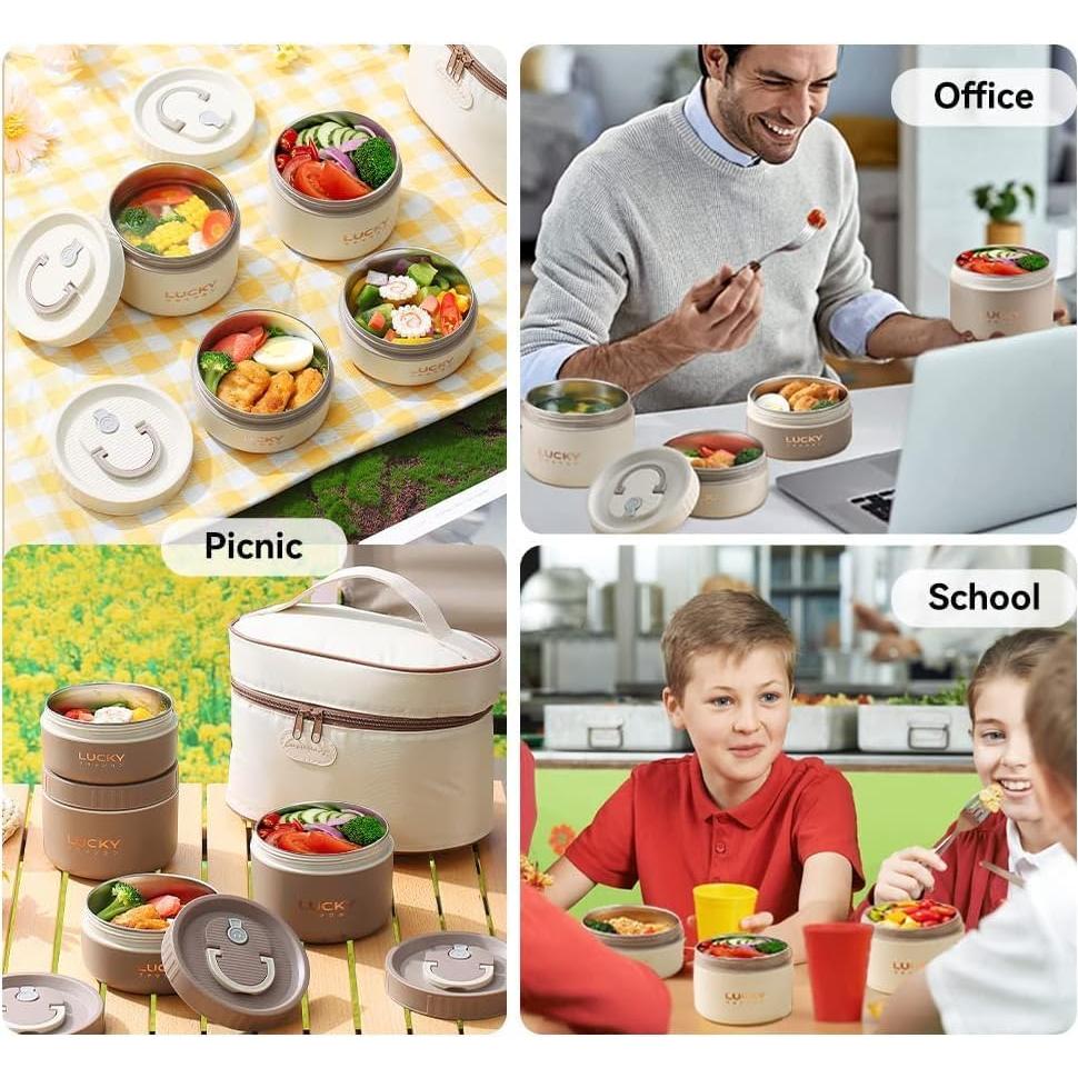 Caja Bento WORTHSUN Acero Inoxidable 1.93L 4 Compartimentos