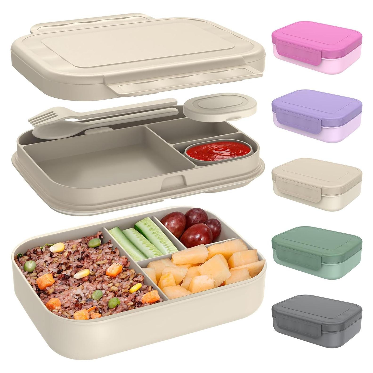 Caja Bento Apilable Caperci 1.25L 4 Compartimentos Moca