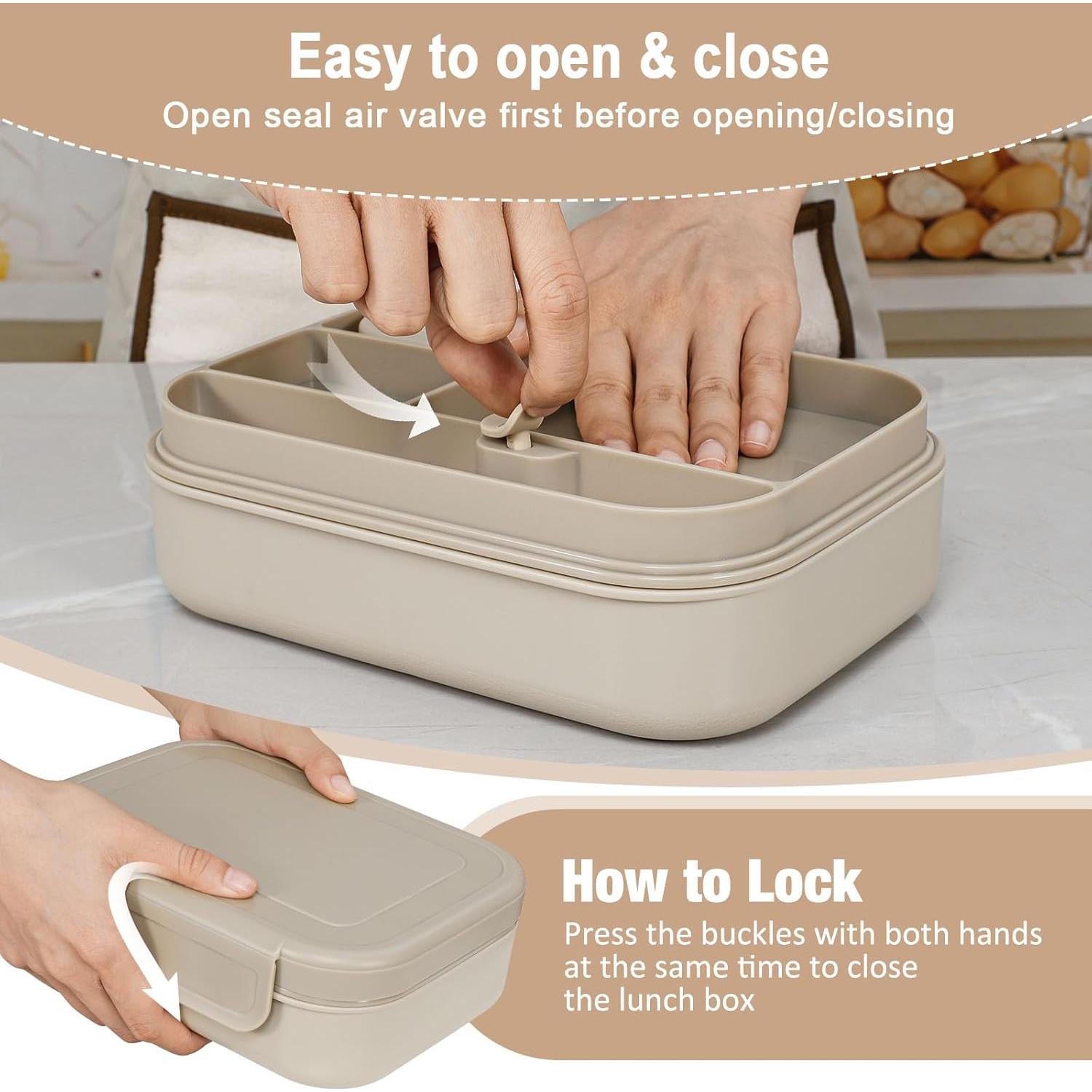 Caja Bento Apilable Caperci 1.25L 4 Compartimentos Moca