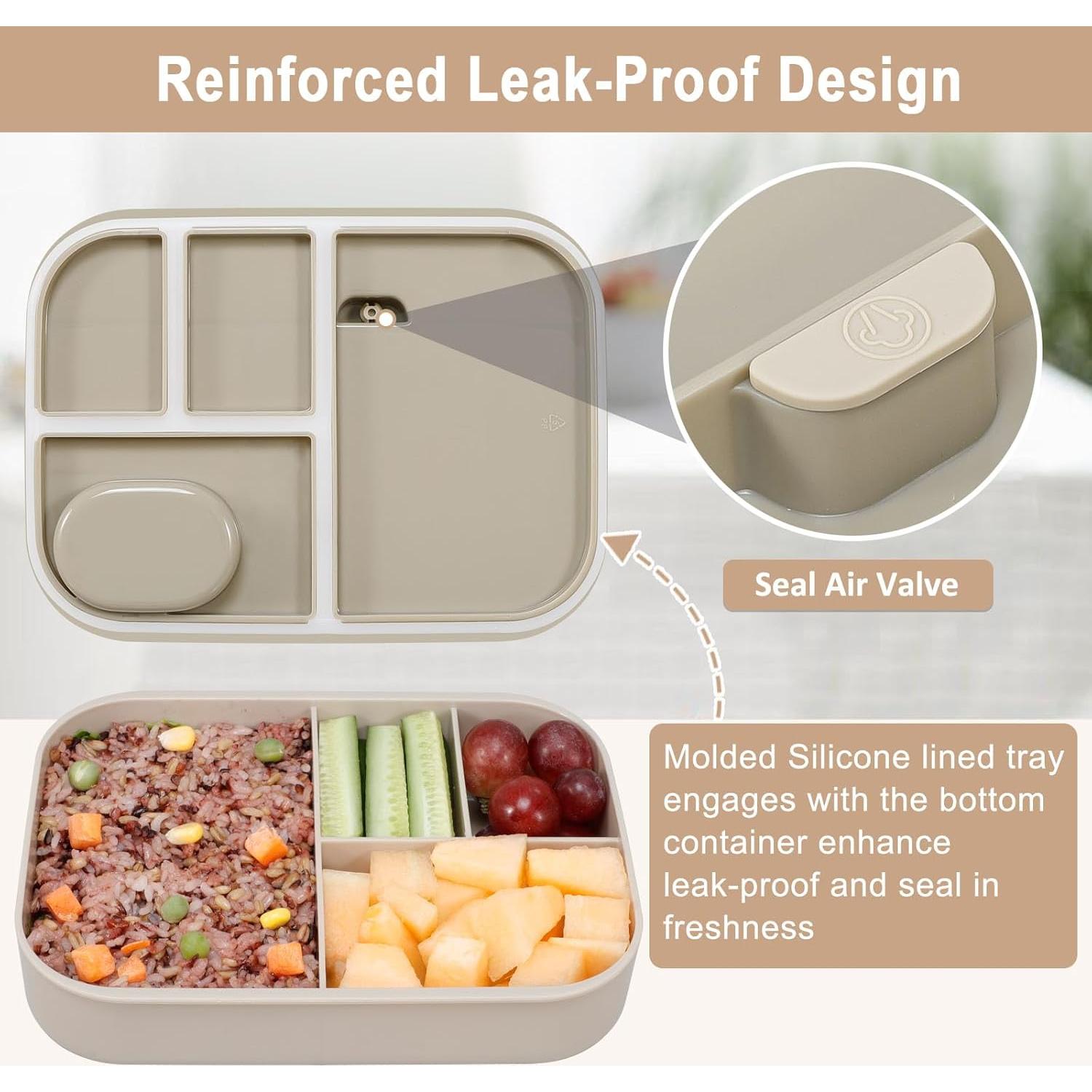 Caja Bento Apilable Caperci 1.25L 4 Compartimentos Moca