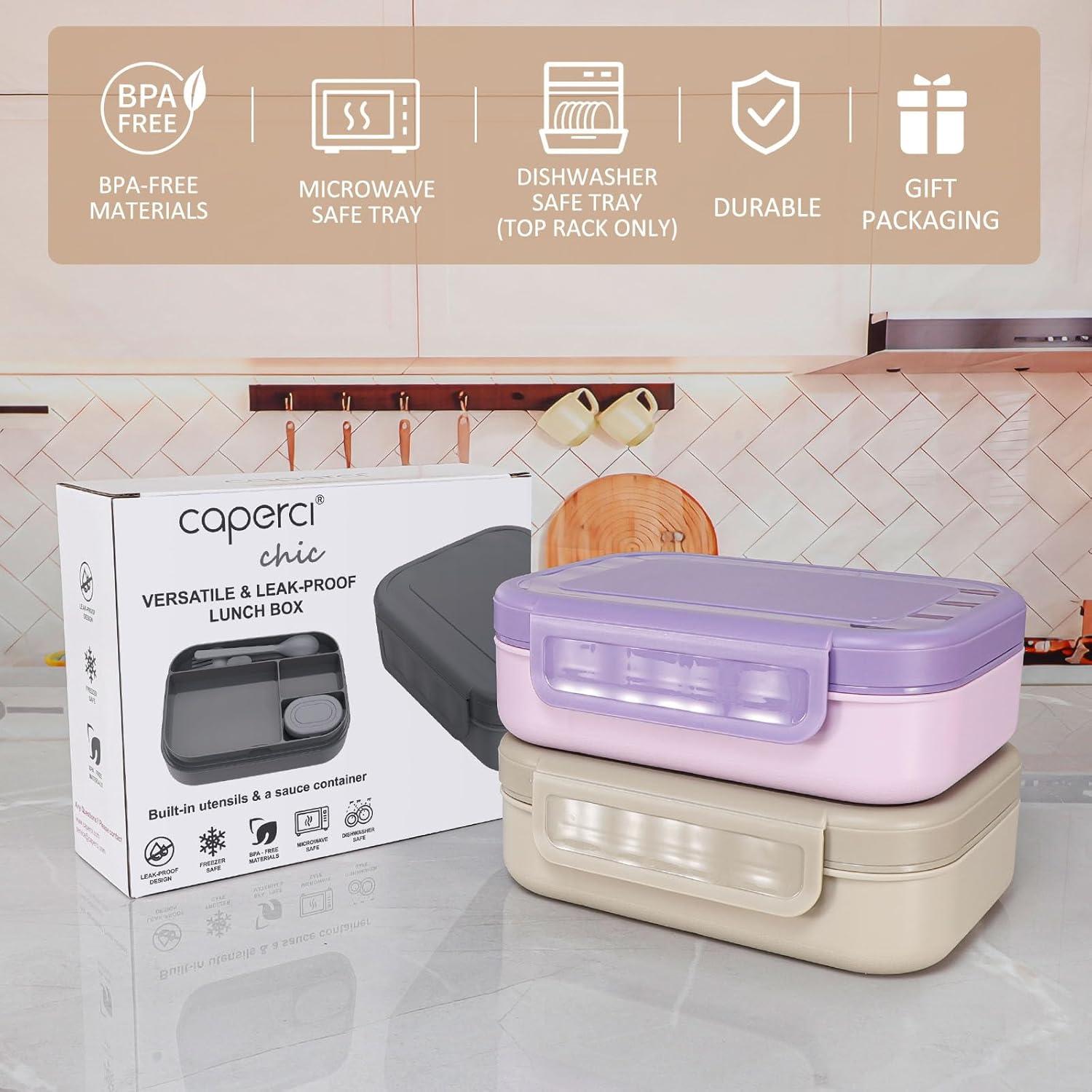 Caja Bento Apilable Caperci 1.25L 4 Compartimentos Moca