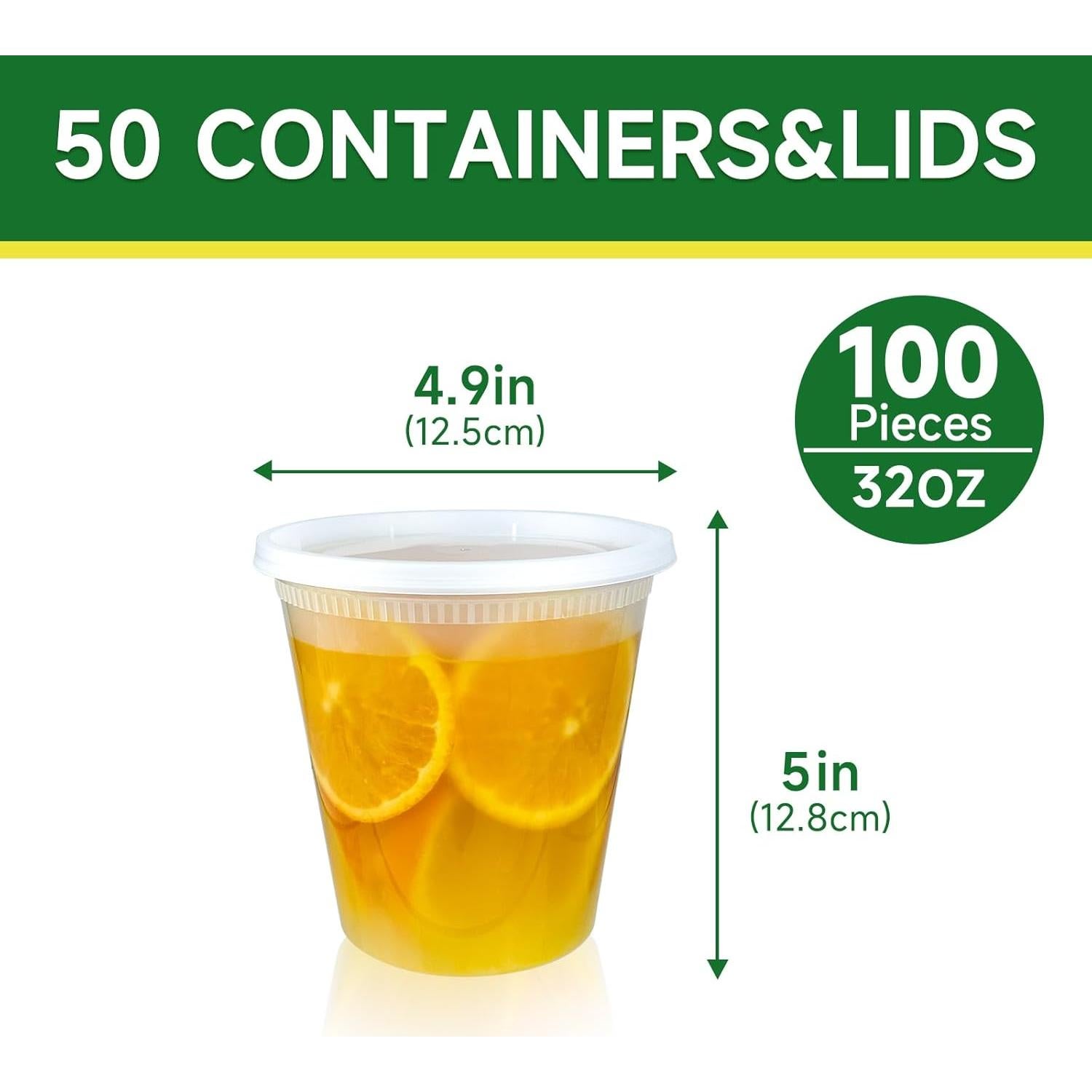 Set de 50 Contenedores Deli 950 ml Dealusy A Prueba de Fugas