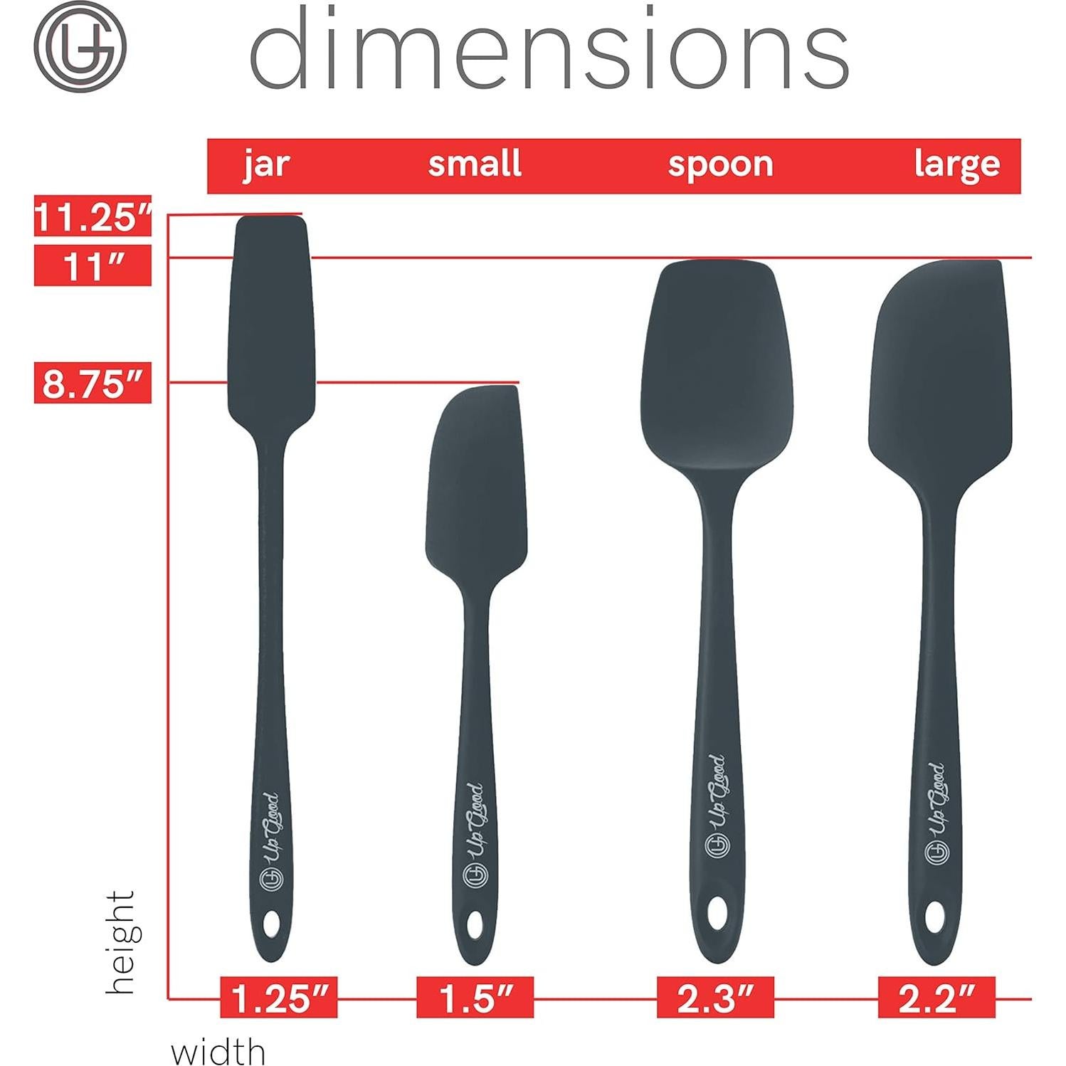 Juego de Espátulas de Silicona UpGood 4 Piezas Gris