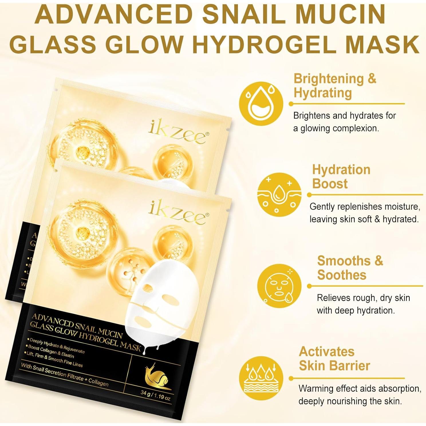 Mascarilla Hidratante de Hidrogel Mucina de Caracol 4ea