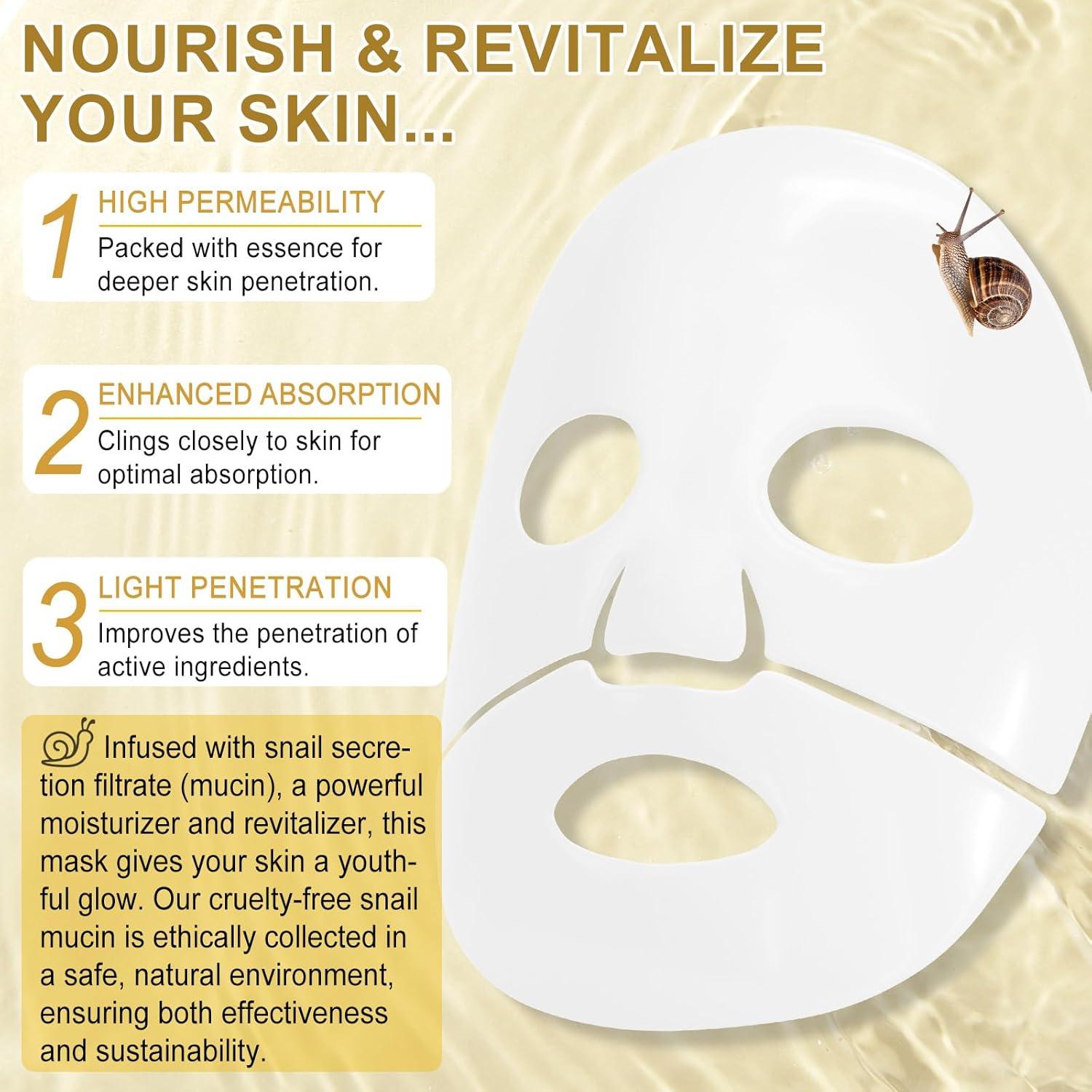 Mascarilla Hidratante de Hidrogel Mucina de Caracol 4ea