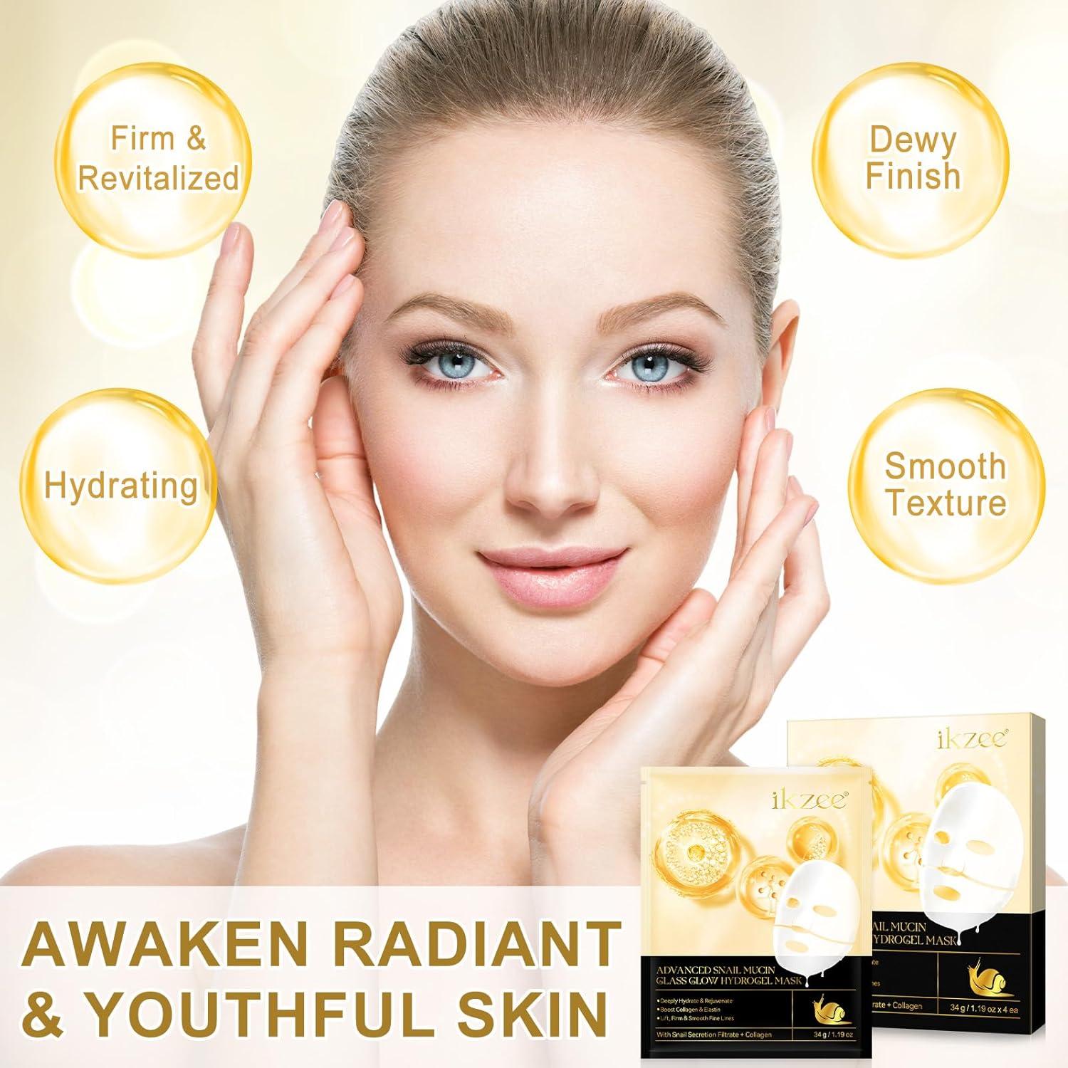 Mascarilla Hidratante de Hidrogel Mucina de Caracol 4ea