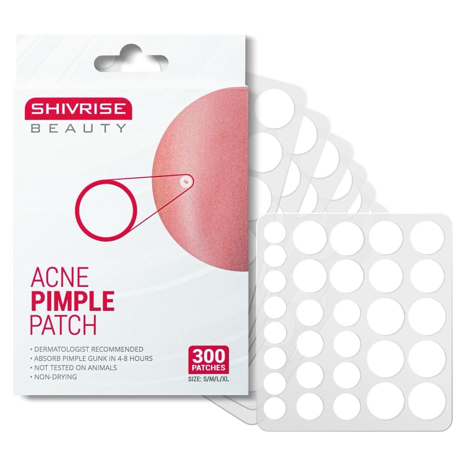 Parches para Granos Hidrocoloides Shivrise - 300 Unidades, 4 Tamaños