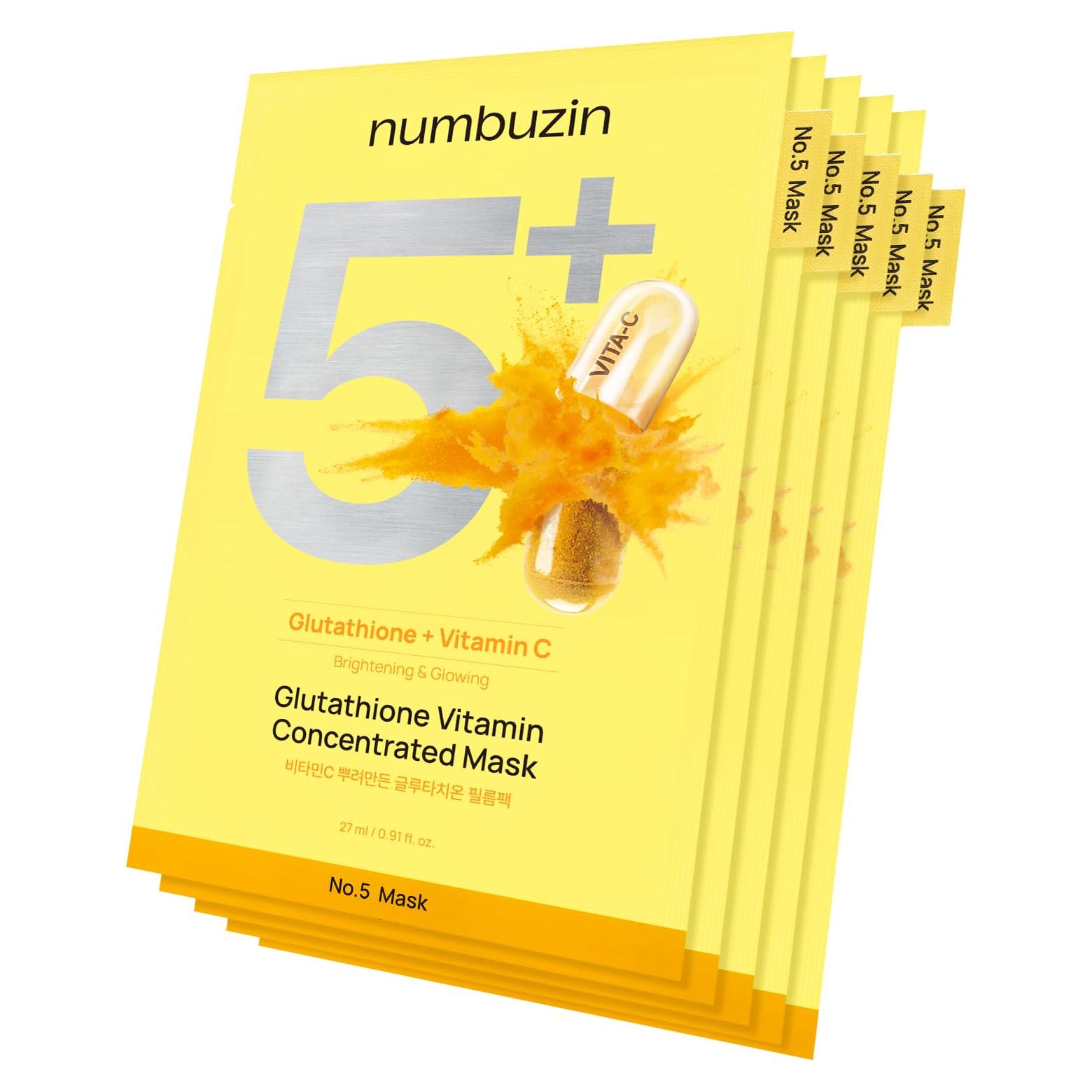 Mascarilla de Hoja Numbuzin No.5 - Vitamina C y Glutatión - 5 Piezas
