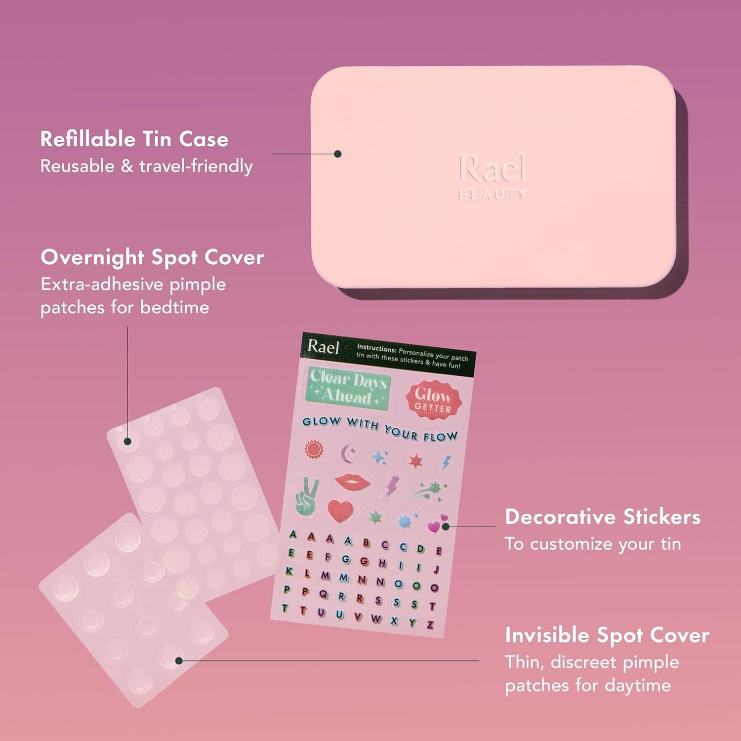 Kit de Parches Invisibles Rael Glow + Go - 38 Parches para Manchas