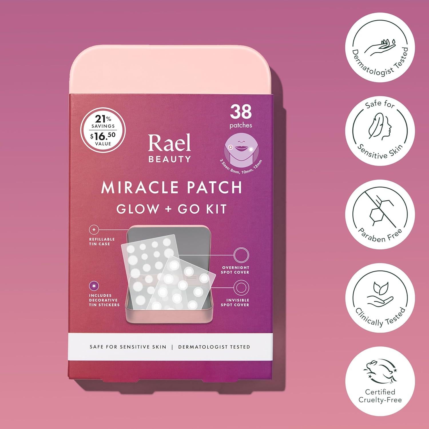 Kit de Parches Invisibles Rael Glow + Go - 38 Parches para Manchas