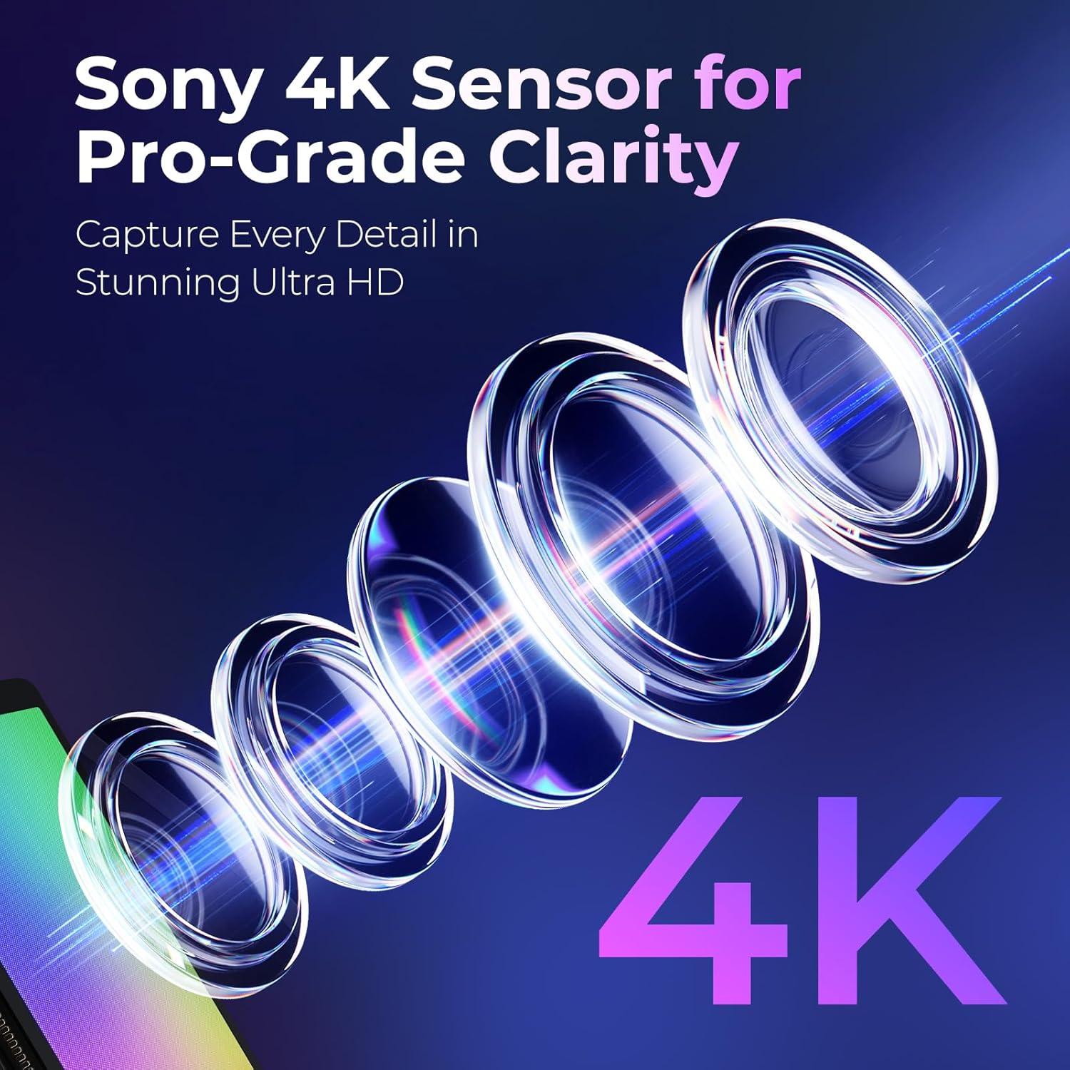 Cámara Web 4K PixelForge con Micrófono y Luz Integrada