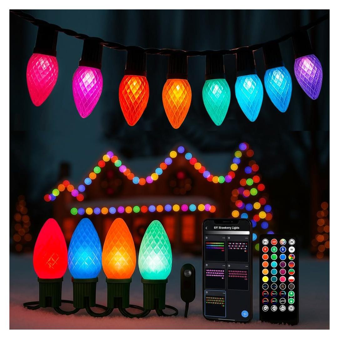 Luces de Navidad Exteriores HIITEN Smart RGB C9 24m 100 LEDs