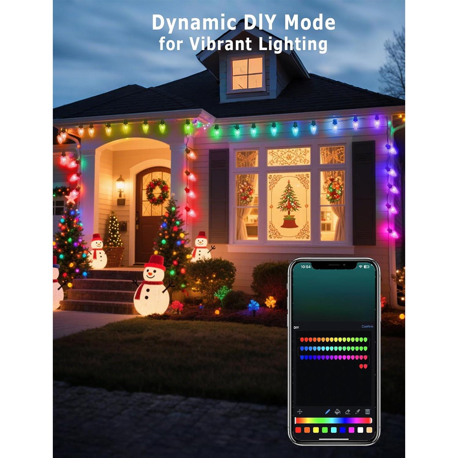 Luces de Navidad Exteriores HIITEN Smart RGB C9 24m 100 LEDs