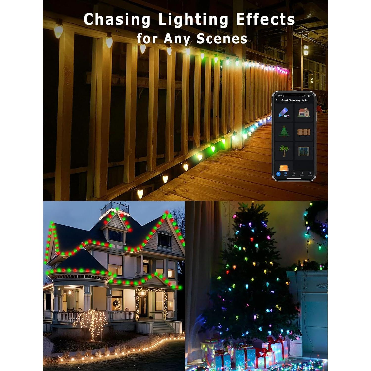 Luces de Navidad Exteriores HIITEN Smart RGB C9 24m 100 LEDs
