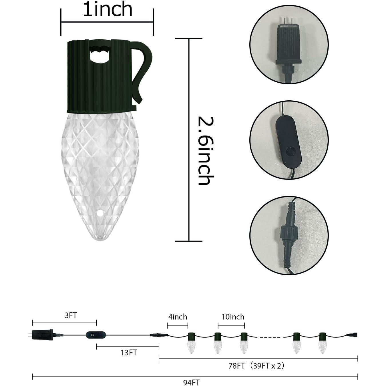 Luces de Navidad Exteriores HIITEN Smart RGB C9 24m 100 LEDs
