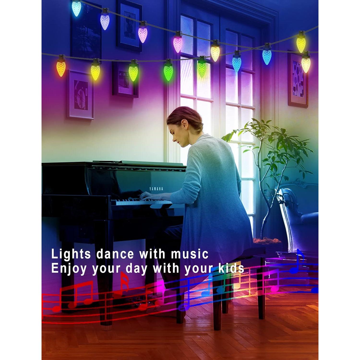 Luces de Navidad Exteriores HIITEN Smart RGB C9 24m 100 LEDs