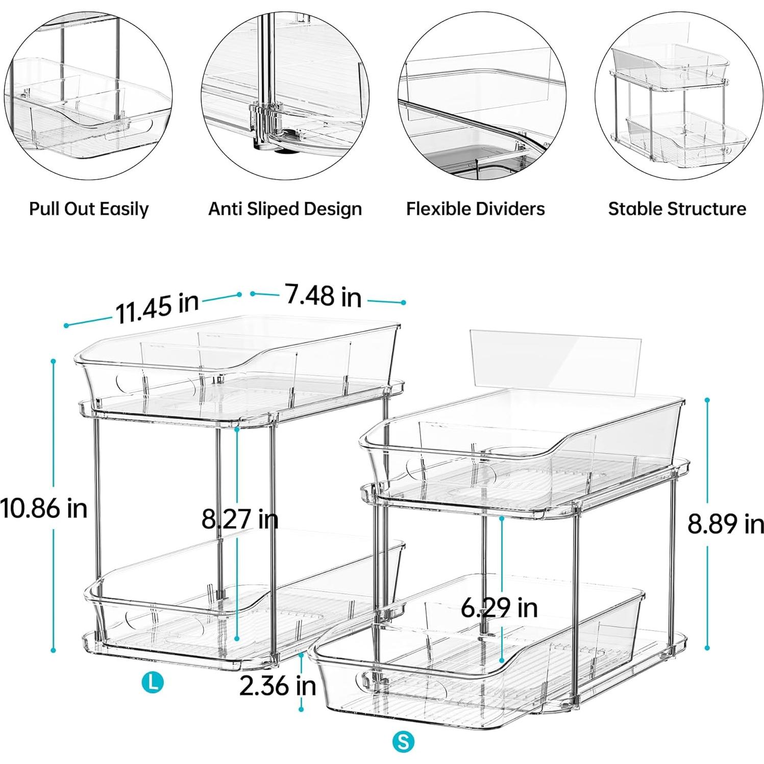 Organizador Apilable Delamu 2 Niveles Acrílico Transparente