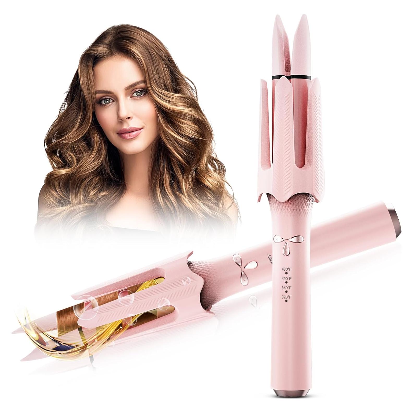 Rizador de Cabello Automático FlexiGlide Rosa 4 Temperaturas