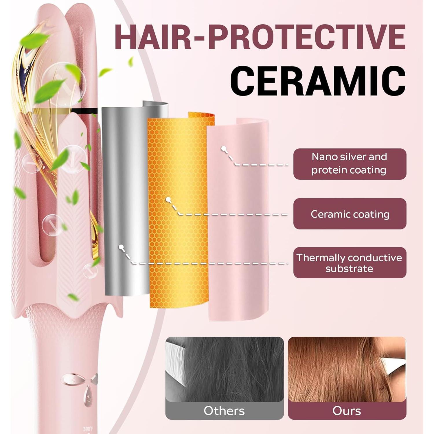 Rizador de Cabello Automático FlexiGlide Rosa 4 Temperaturas