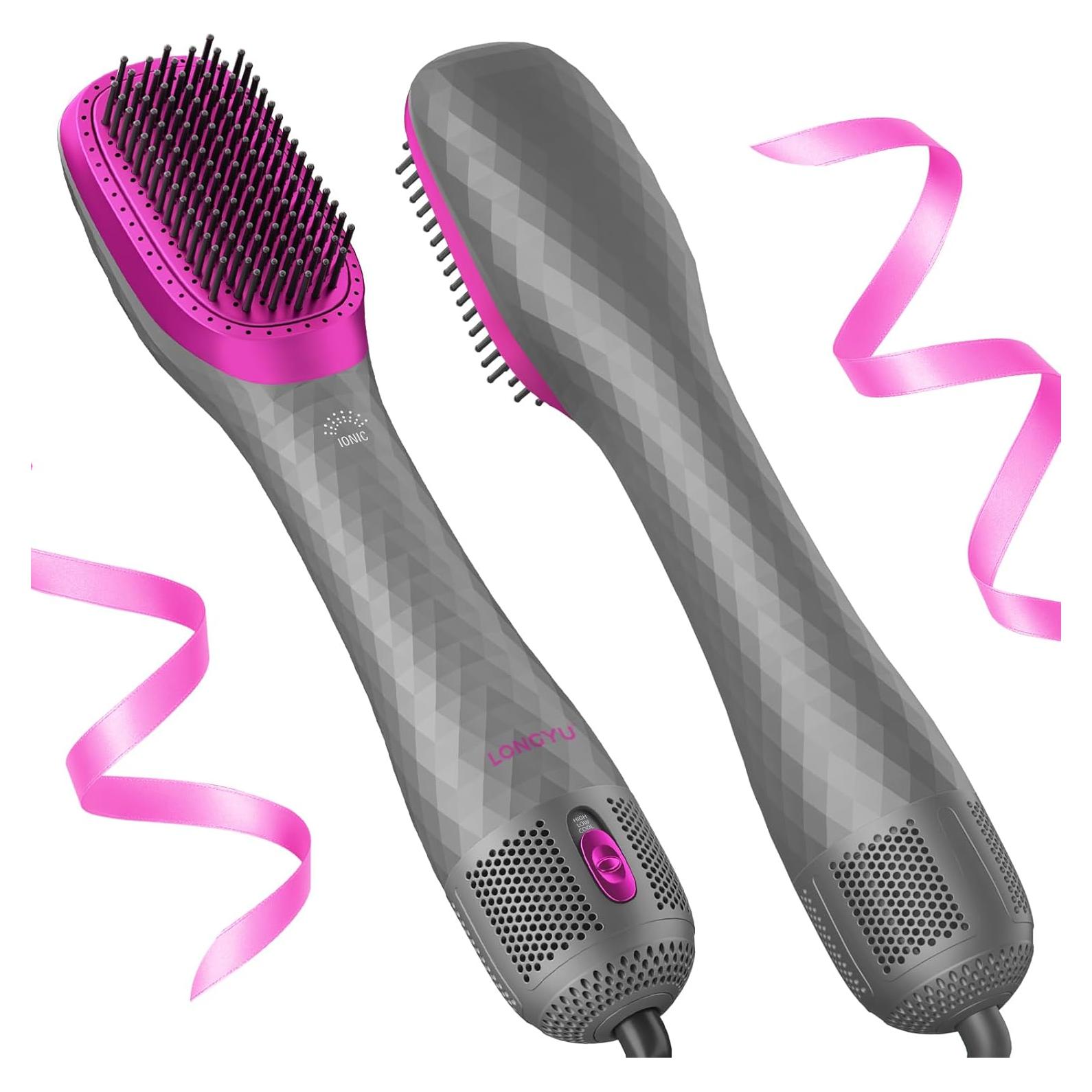 Cepillo Secador 3 en 1 Longyu 1200W Iónico Gris
