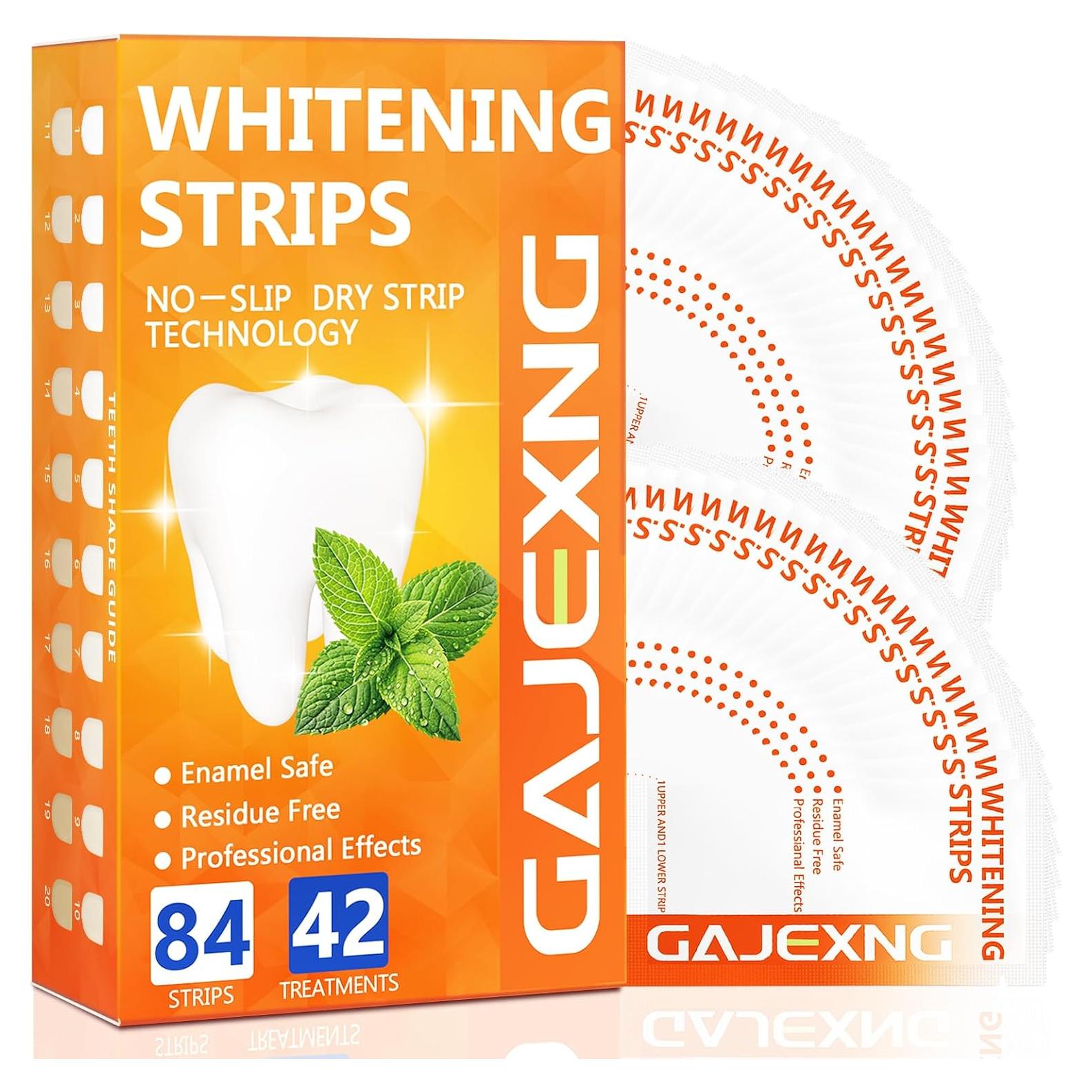 Tiras Blanqueadoras de Dientes GAJEXNG - 84 Tiras (42 Tratamientos) Sin Residuos