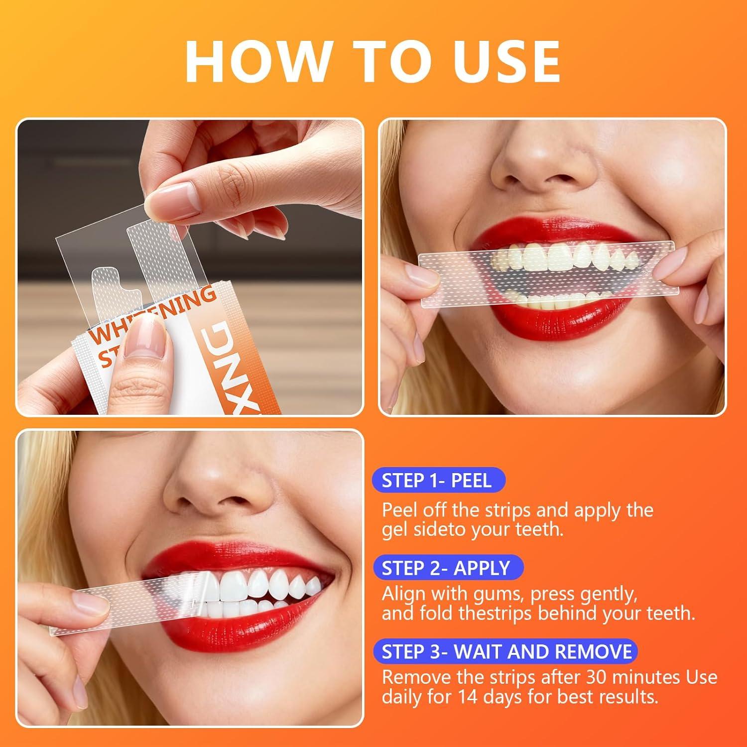 Tiras Blanqueadoras de Dientes GAJEXNG - 84 Tiras (42 Tratamientos) Sin Residuos