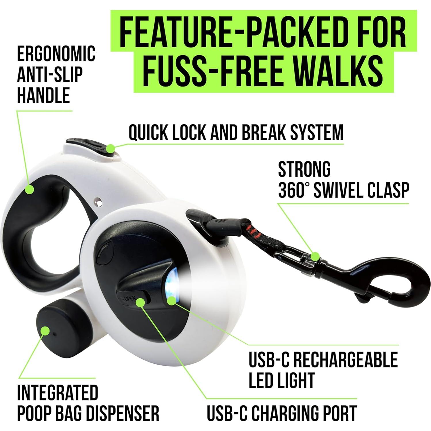 Correa Retráctil para Perros Avanto 4.88m con Linterna LED