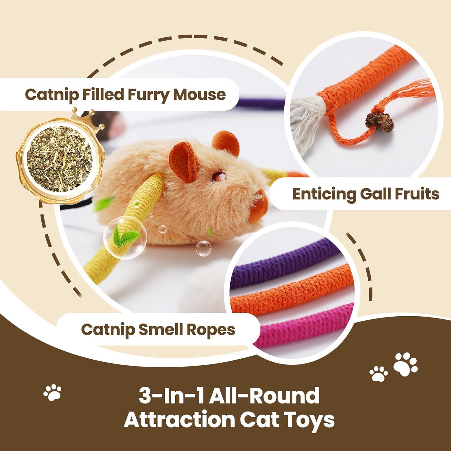 Juguetes para Gatos PURETOY 3 en 1 con Hierba Gatera y Cuerdas