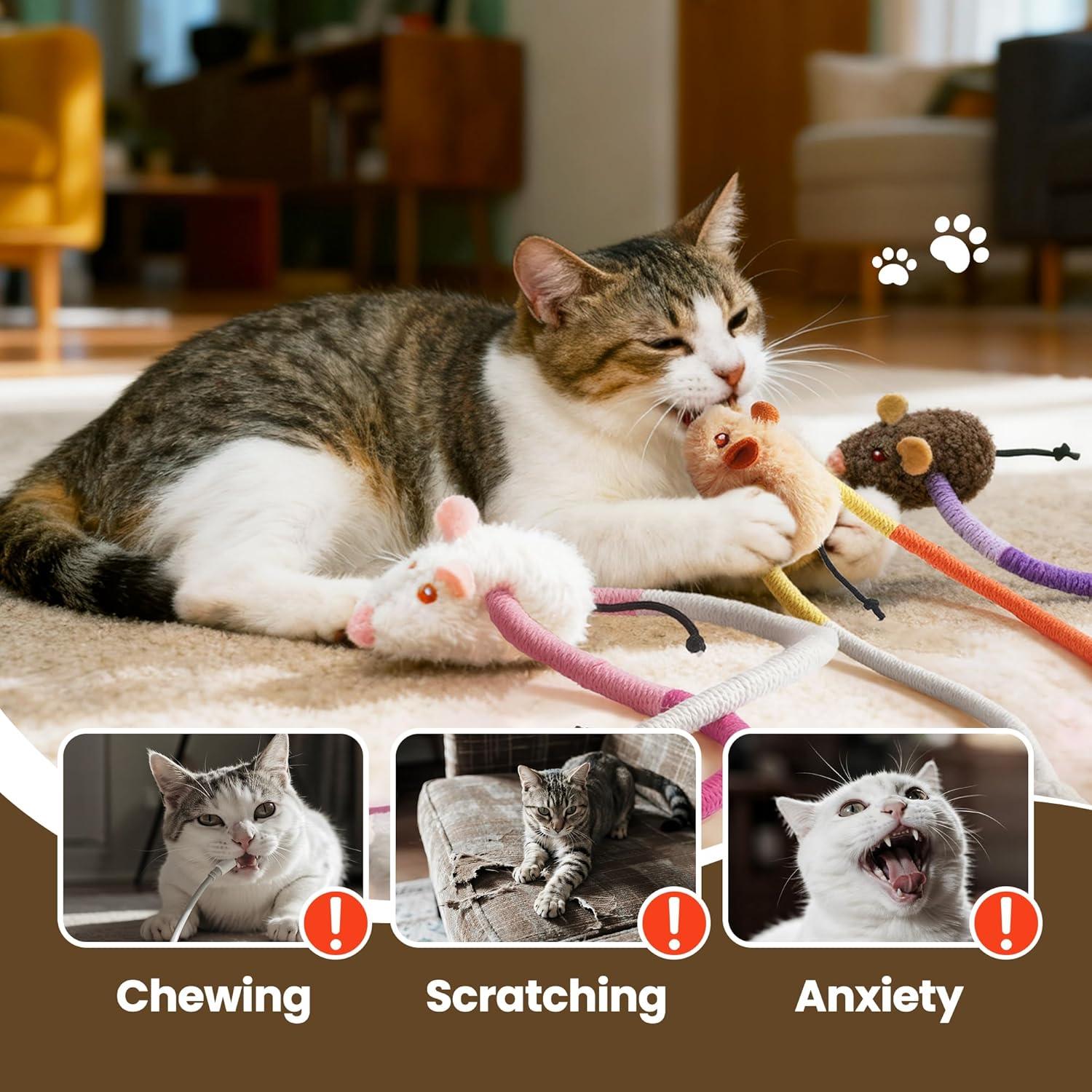 Juguetes para Gatos PURETOY 3 en 1 con Hierba Gatera y Cuerdas