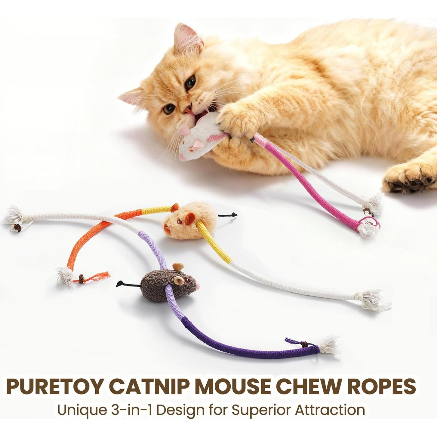 Juguetes para Gatos PURETOY 3 en 1 con Hierba Gatera y Cuerdas