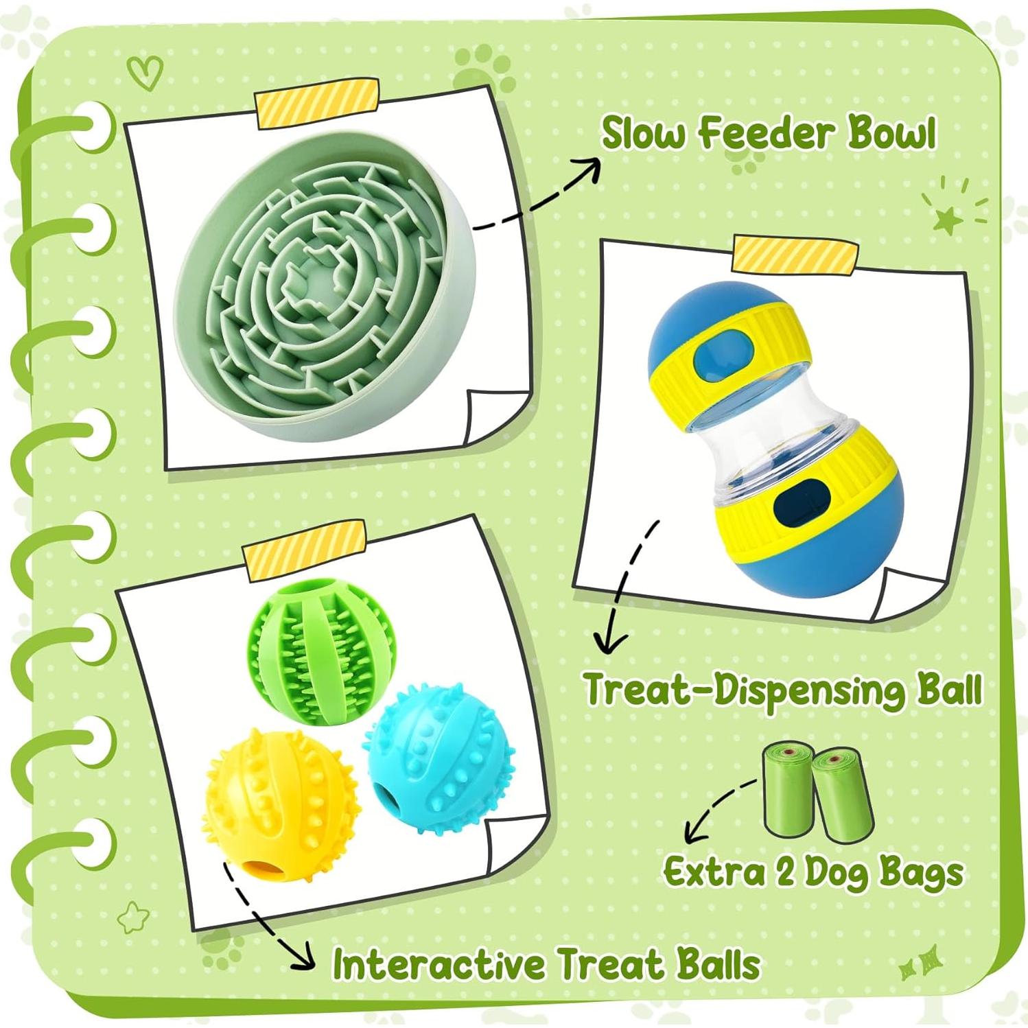 KIPRITII Conjunto de Alimentación Lenta para Perros - Cuenco y Juguetes Interactivos