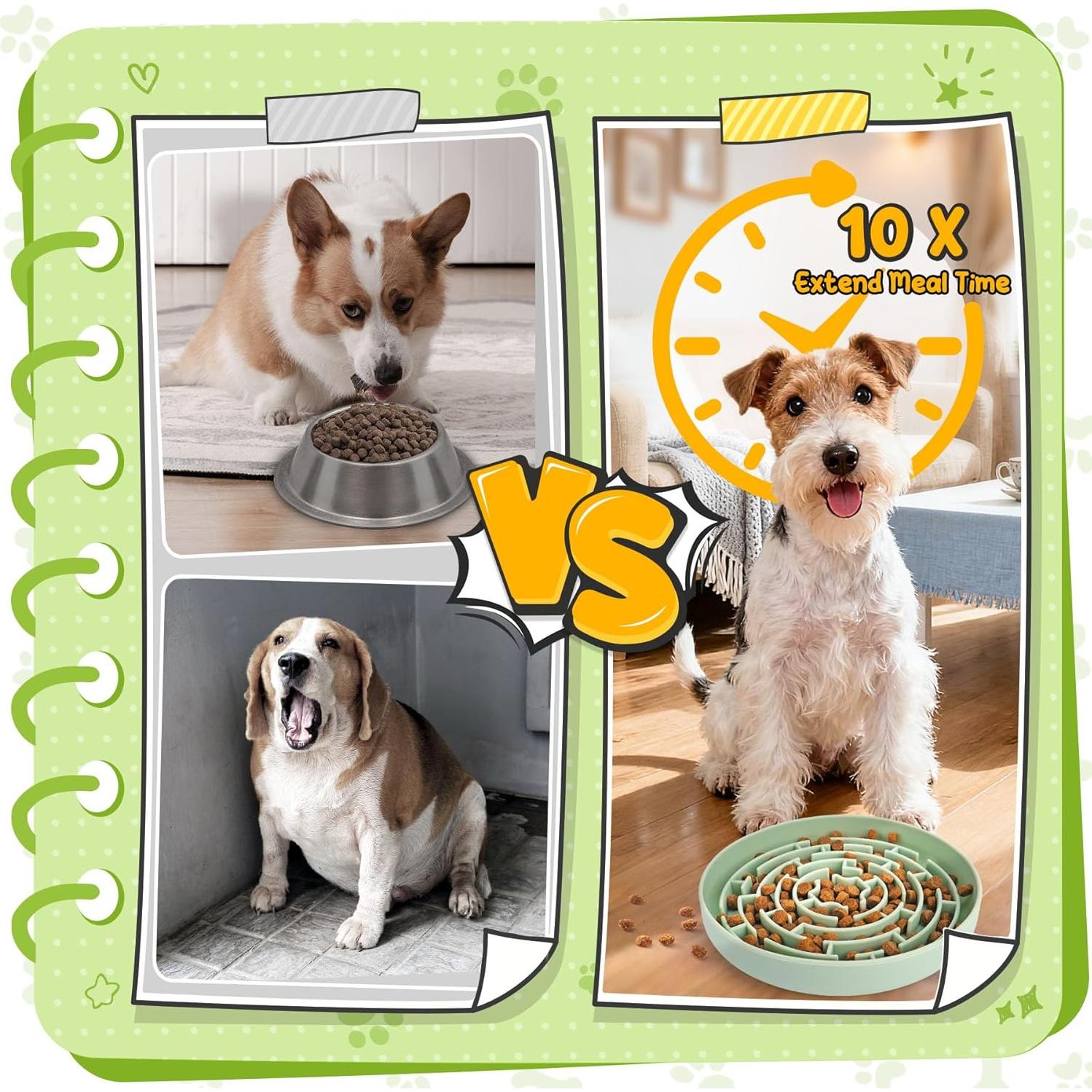 KIPRITII Conjunto de Alimentación Lenta para Perros - Cuenco y Juguetes Interactivos