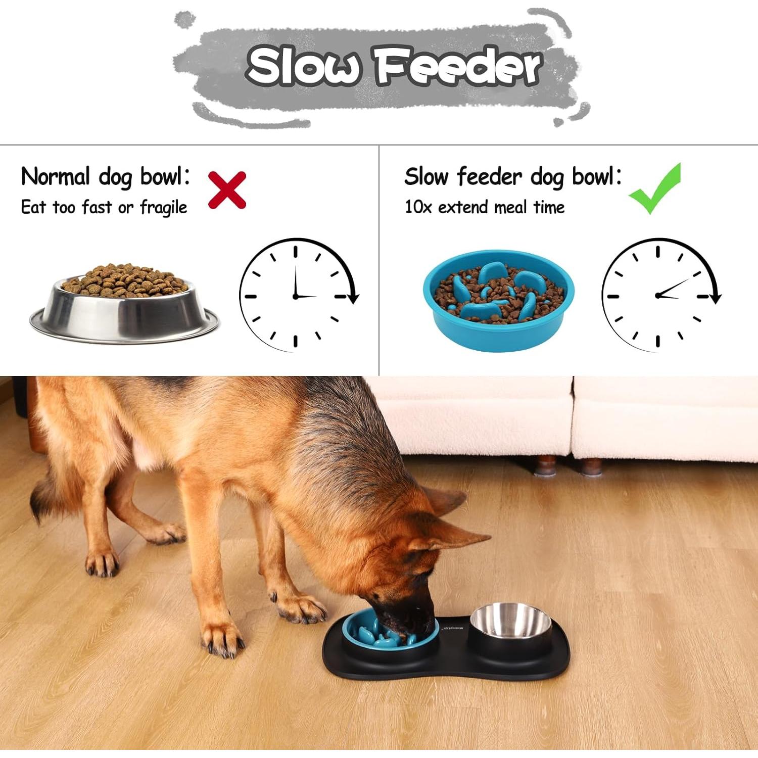 Juego de Platos para Perros MateeyLife 3 en 1 Antideslizante