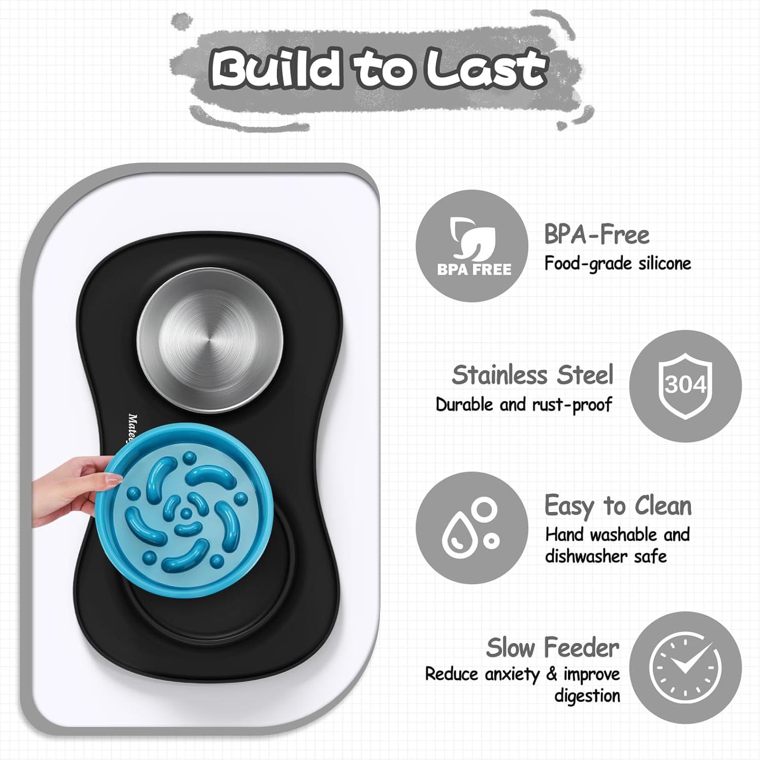 Juego de Platos para Perros MateeyLife 3 en 1 Antideslizante